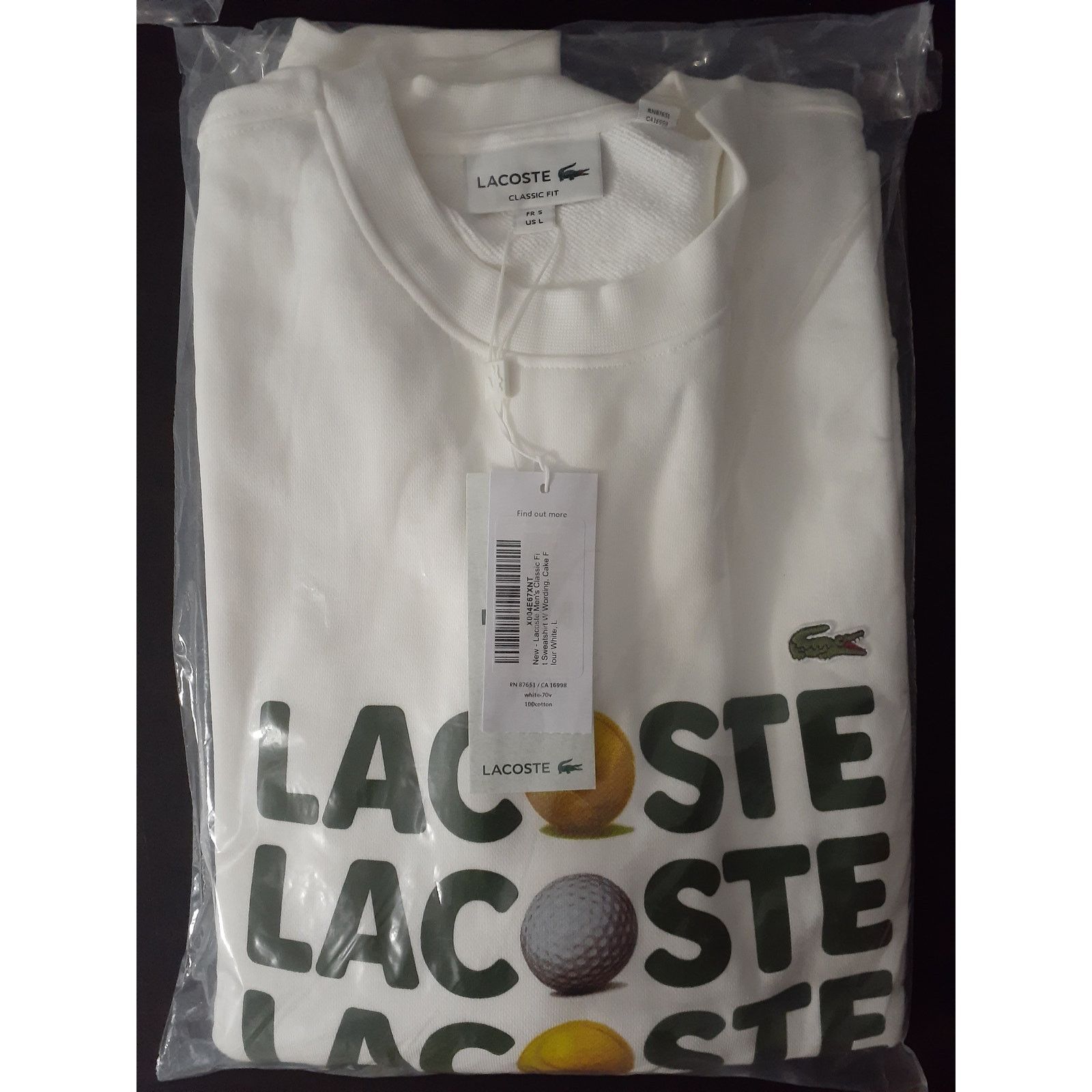 Lacoste Lacoste Men's Classic Fit Sweatshirt W Wording White L Size US L / EU 52-54 / 3 - 2 Thumbnail