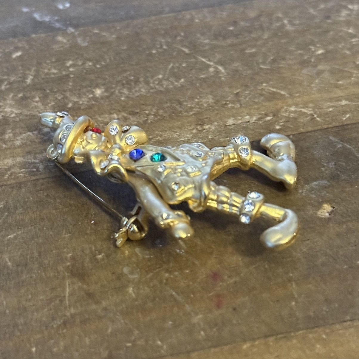 Vintage Vintage gold articulated rhinestone dancing clown brooch Size ONE SIZE - 3 Thumbnail