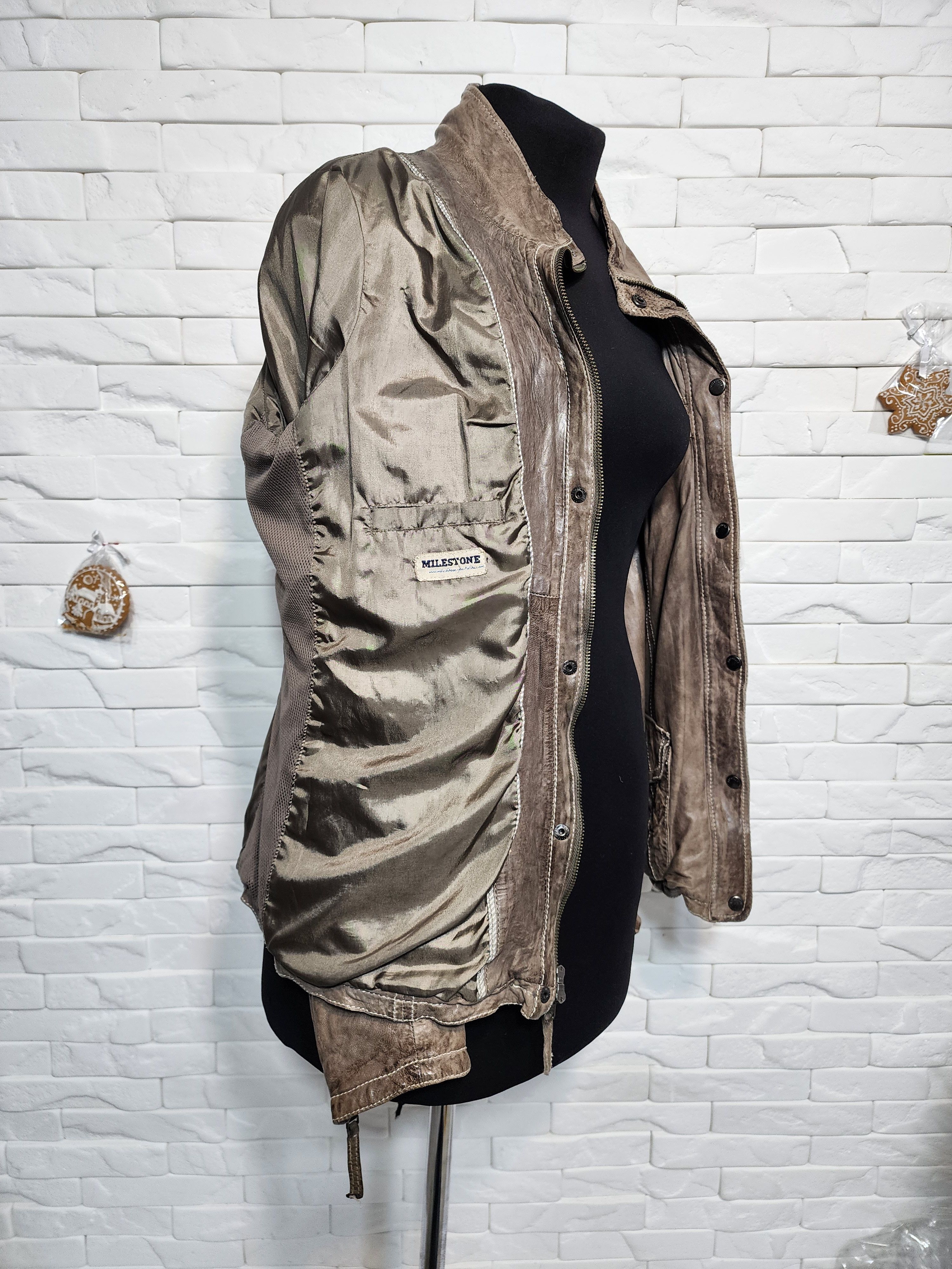Genuine Leather Gray Leather Jacket: Women's Soft Zip-Up Coat Size L / US 10 / IT 46 - 9 Thumbnail