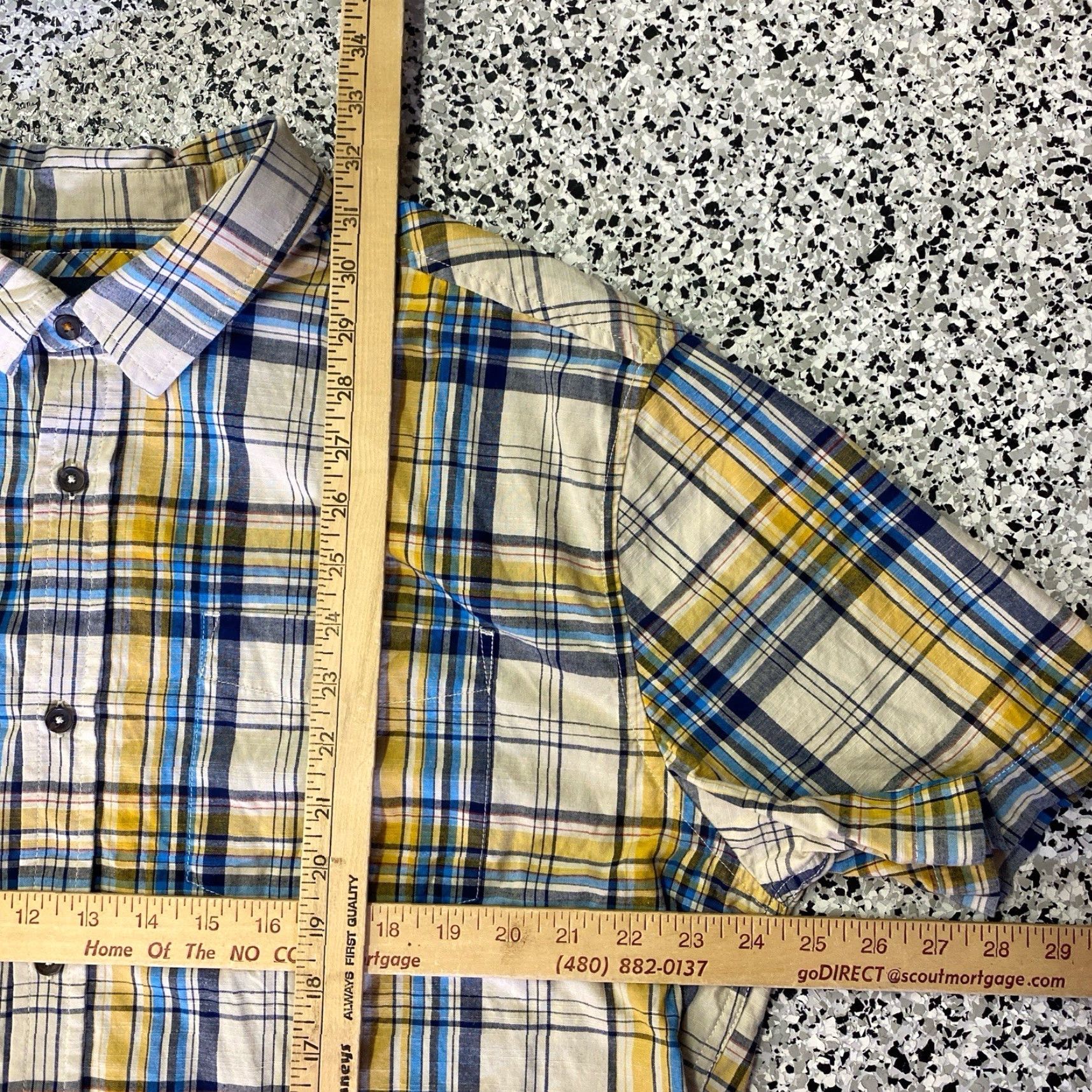 Prana prAna Shirt Mens XL Yellow Plaid Short Sleeve Button Up Pocket Beach Hiking Shirt Size US XL / EU 56 / 4 - 3 Thumbnail
