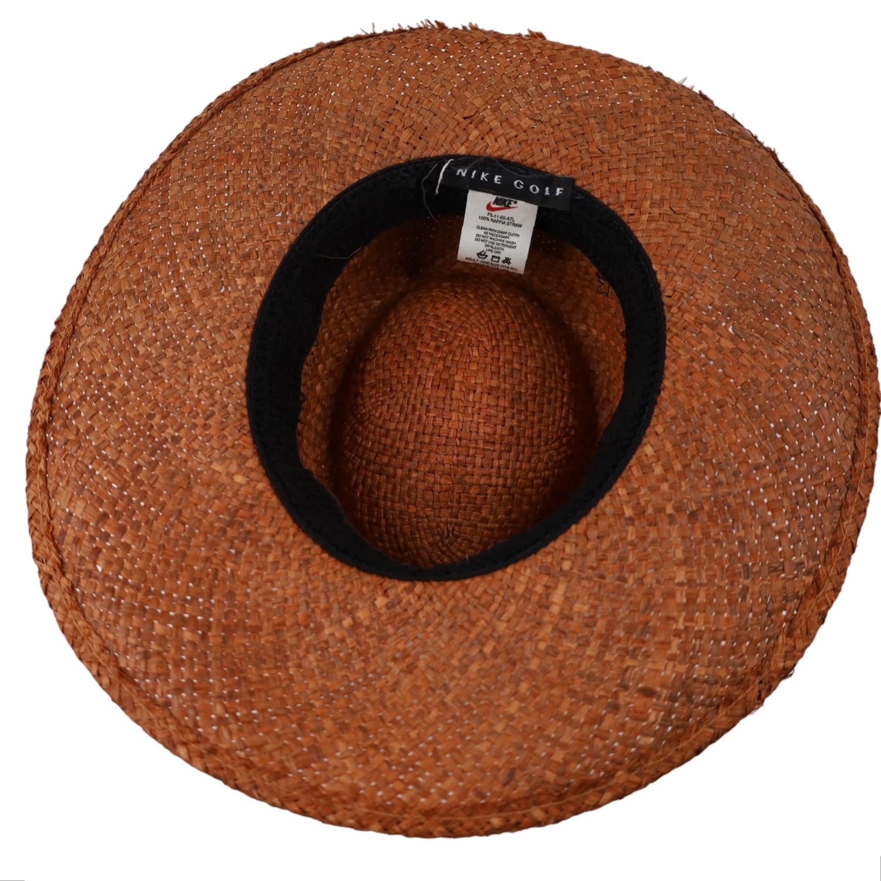 Nike VINTAGE Nike Hat 90s Golf Straw Hat Tan One Size Men OS Tan Hat Nike Swoosh Embroidered Size ONE SIZE - 6 Thumbnail
