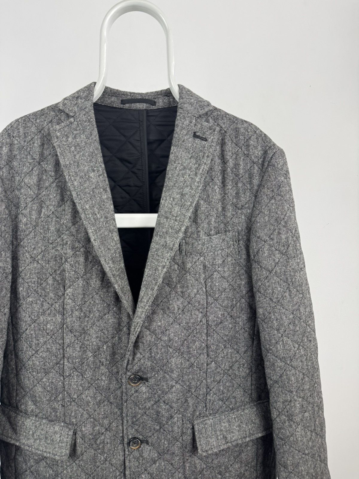 Vintage Gibson London Grey Donegal Quilted Jacket Size 52R - 2 Thumbnail