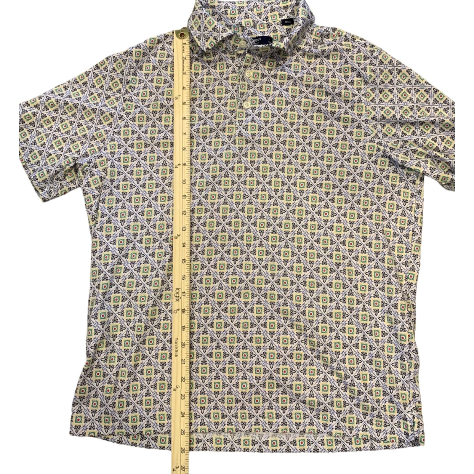 Cremieux Daniel Cremieux Mens Shirt Island Collection Cotton Geometric Large Blue Polo Short Sleeve L Mens Size US L / EU 52-54 / 3 - 4 Thumbnail
