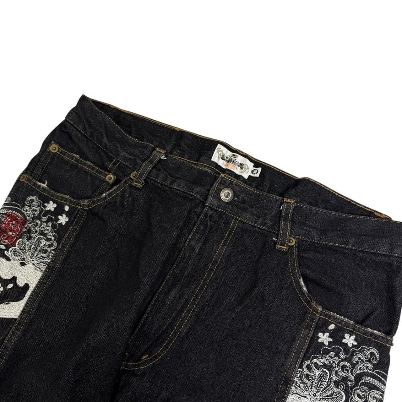 Karakuri Tamashii Karakuri Tamashii Embroidered Koi Japanese Jeans - Waist 35 Size US 35 - 4 Thumbnail