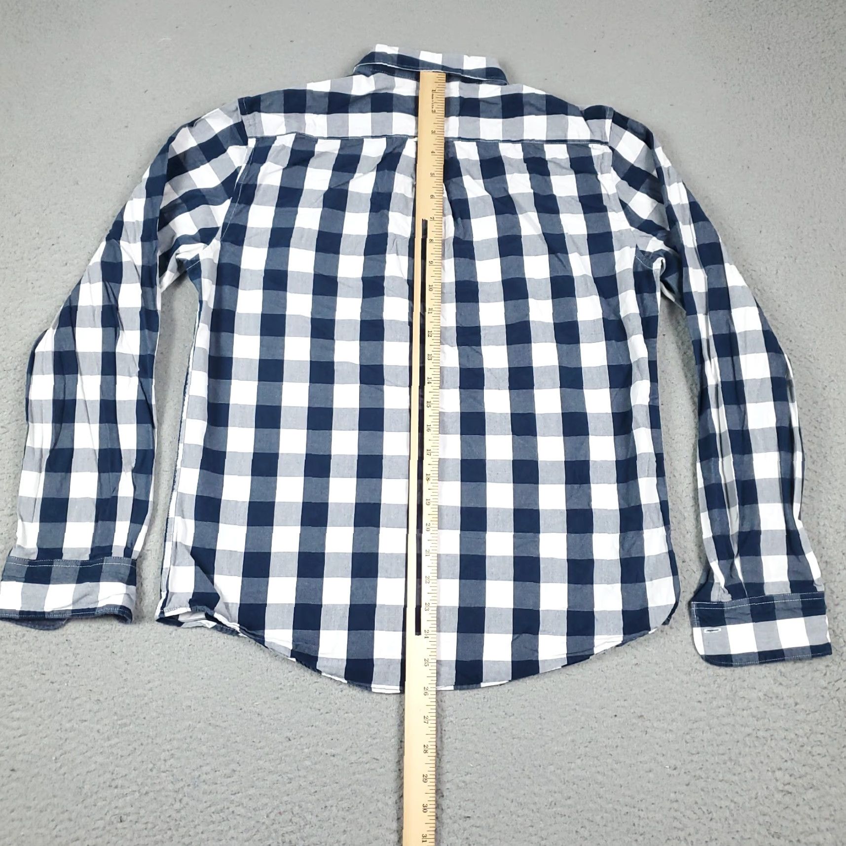 Vintage Cactus Shirt Slim Fit Button-Up Long Sleeve Blue Check Adult M Blue Cotton Mens Size US M / EU 48-50 / 2 - 4 Thumbnail