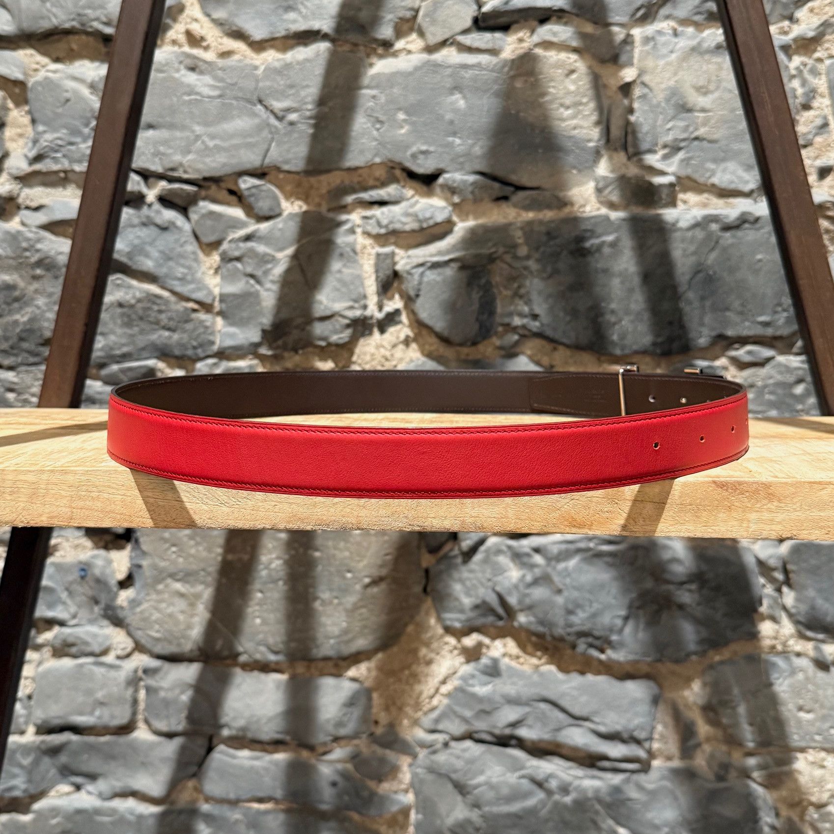 Hermes Hermès Red Enamel Quizz H Buckle Red Reversible Belt - 100cm Size ONE SIZE - 7 Thumbnail