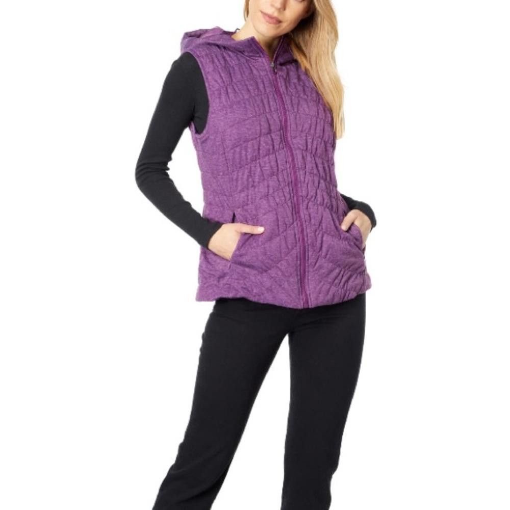 image of Designer NWT Avec Les Filles Quilted Knit Membrane Hooded Vest in Purple, Women's (Size Small)