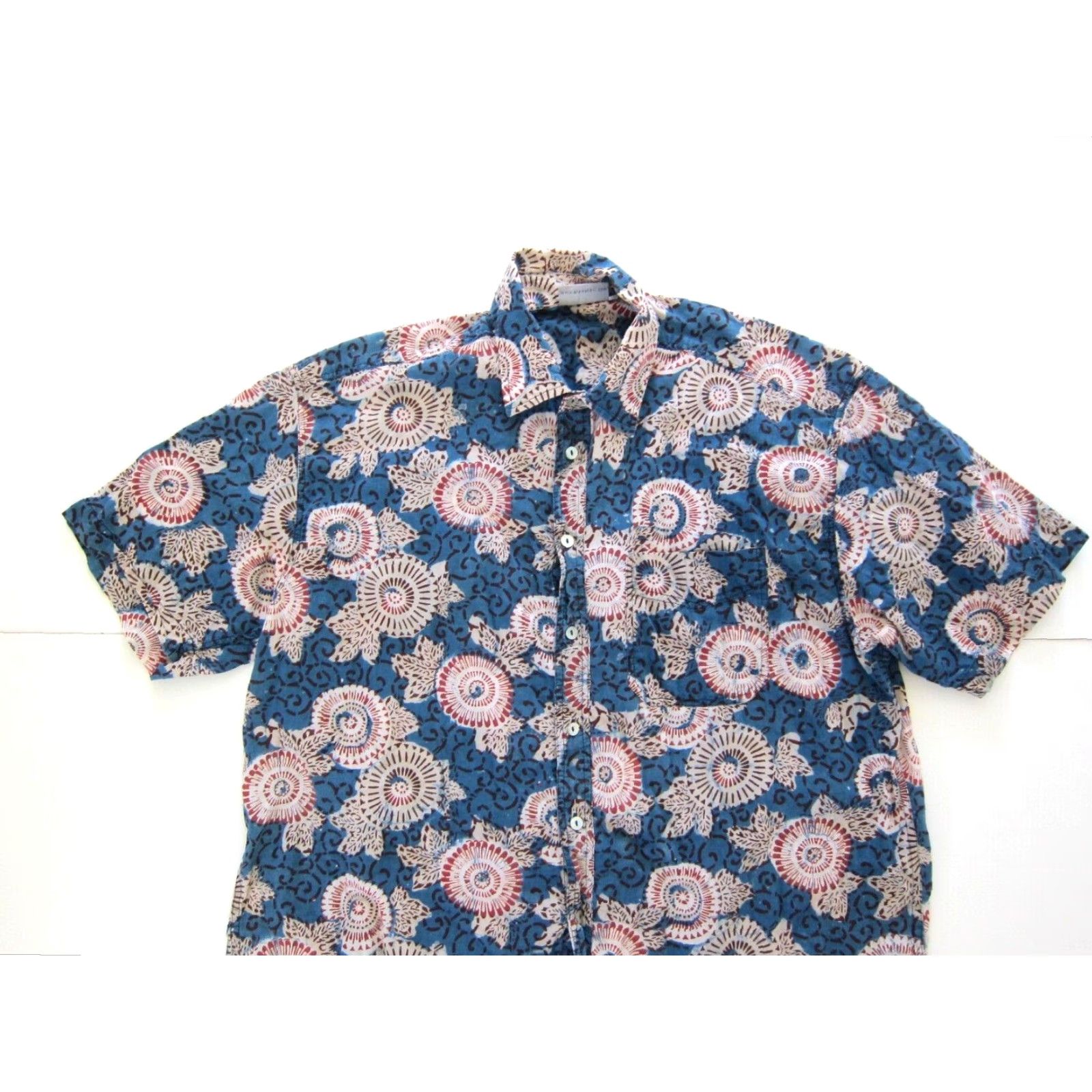 Vintage Vtg Arawalk West Indies Cotton Blue Floral Button Down Short Sleeve Shirt L Size US L / EU 52-54 / 3 - 5 Thumbnail