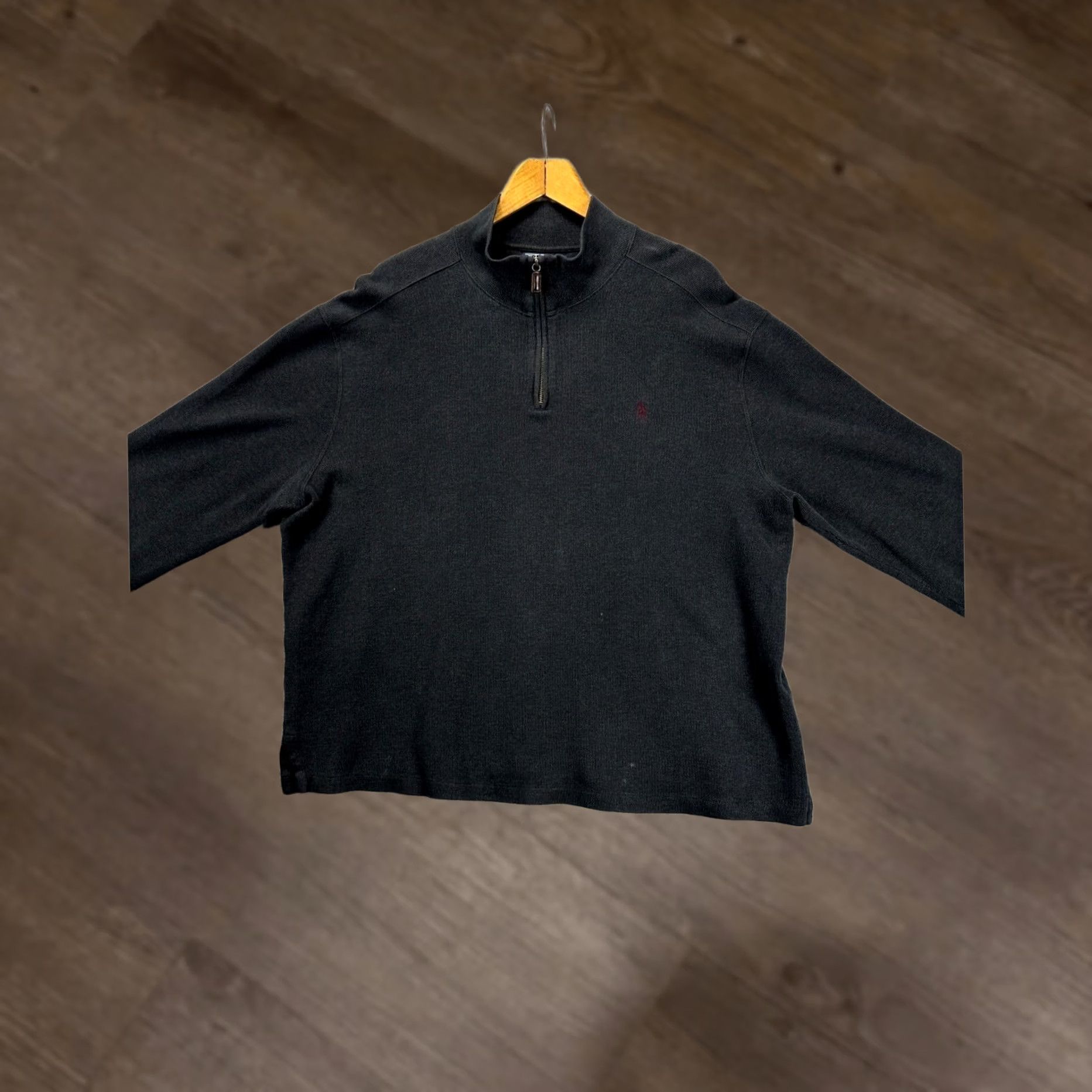 Polo Ralph Lauren Polo Ralph Lauren Sweatshirt Mens XL Black Pony Quarter Zip Pullover Mock Neck Logo Zipper 100% Cotton Pullover Sweatshirt Size US XL / EU 56 / 4 - 1 Thumbnail