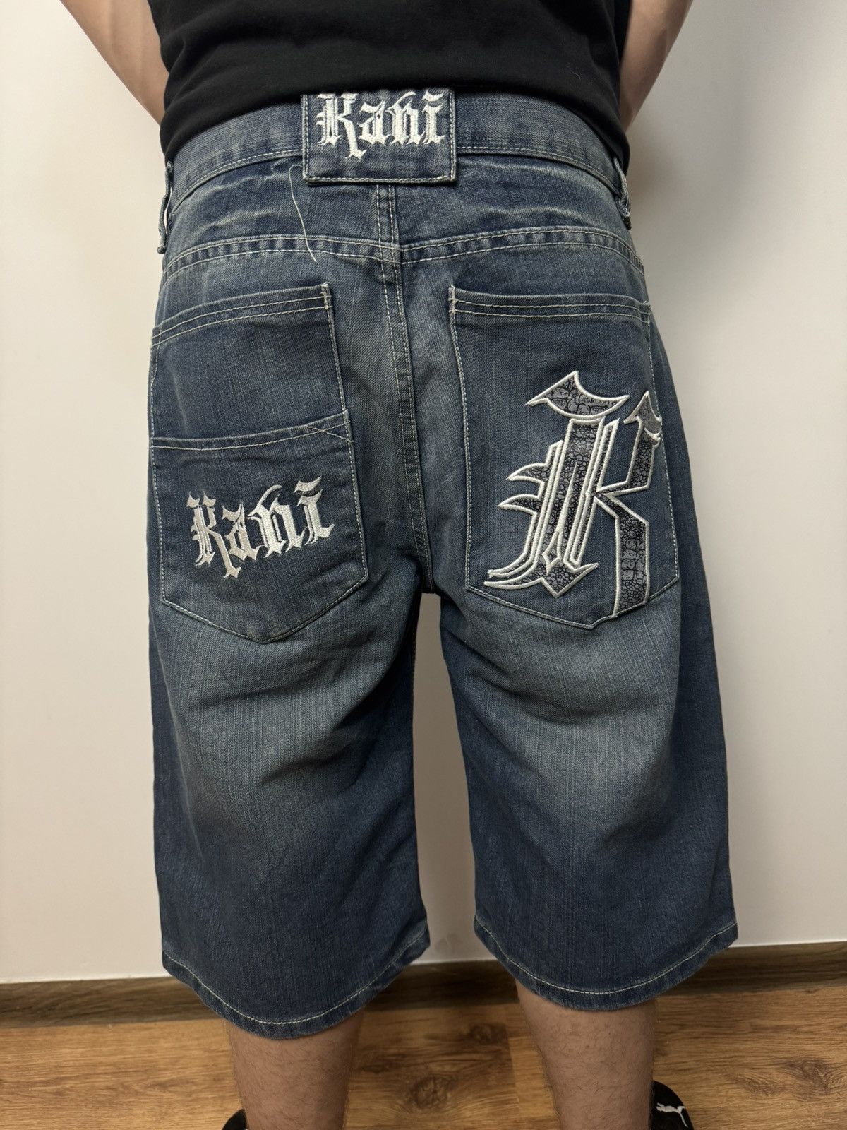 Baggy Vintage Karl Kani Denim shorts Jnco style skate Y2K