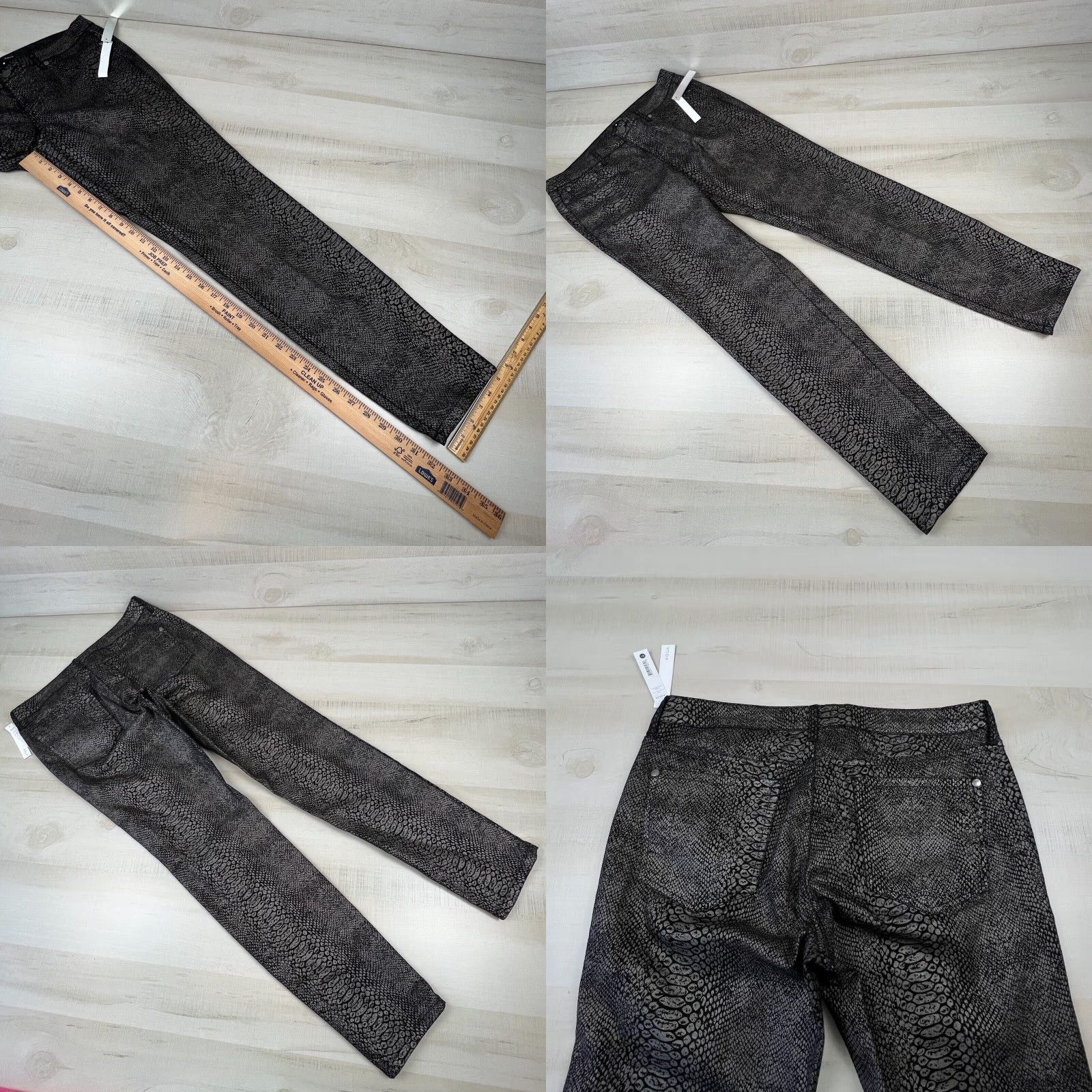 AQUA Aqua Rock Me Womens Skinny Jeans Black Snakeskin Denim Size 31 Waist 32 in Size 24" / US 00 / IT 34 - 8 Thumbnail