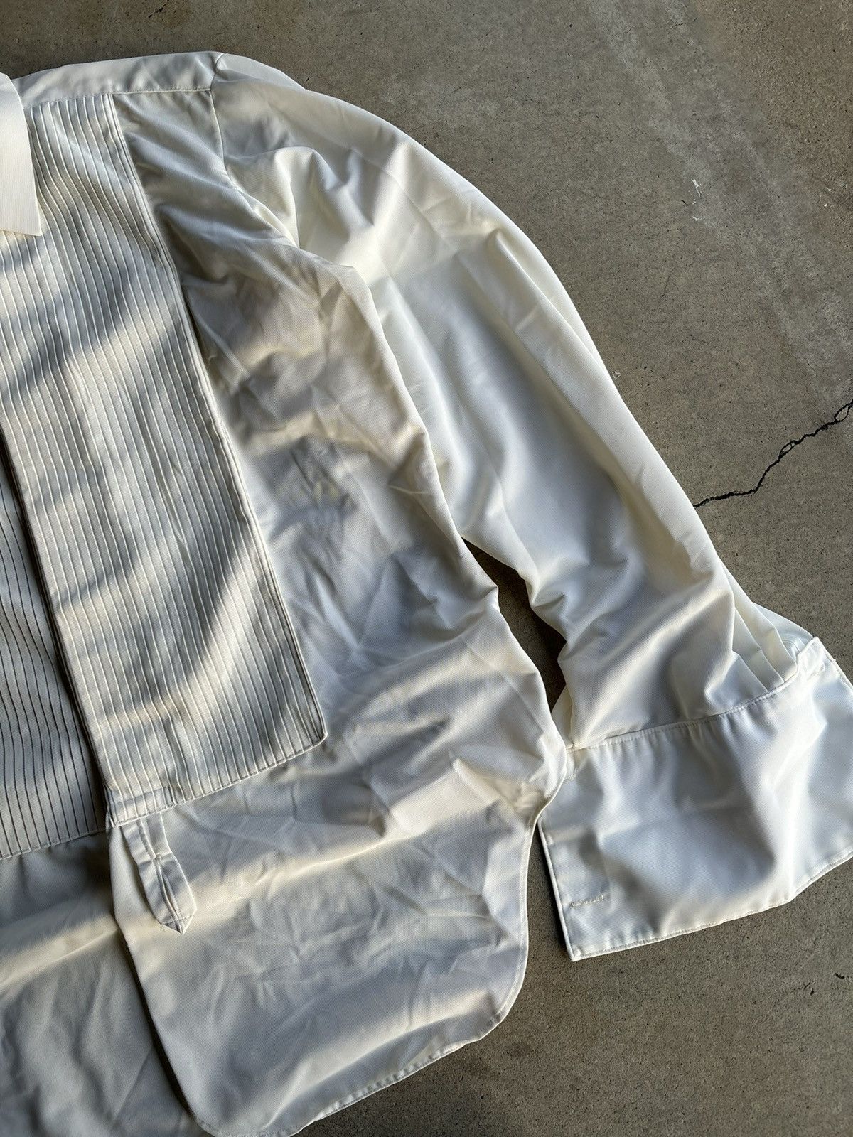 Vintage Crazy 70s Lloyd Made In England Cream White Poly Button Up Size US L / EU 52-54 / 3 - 3 Thumbnail