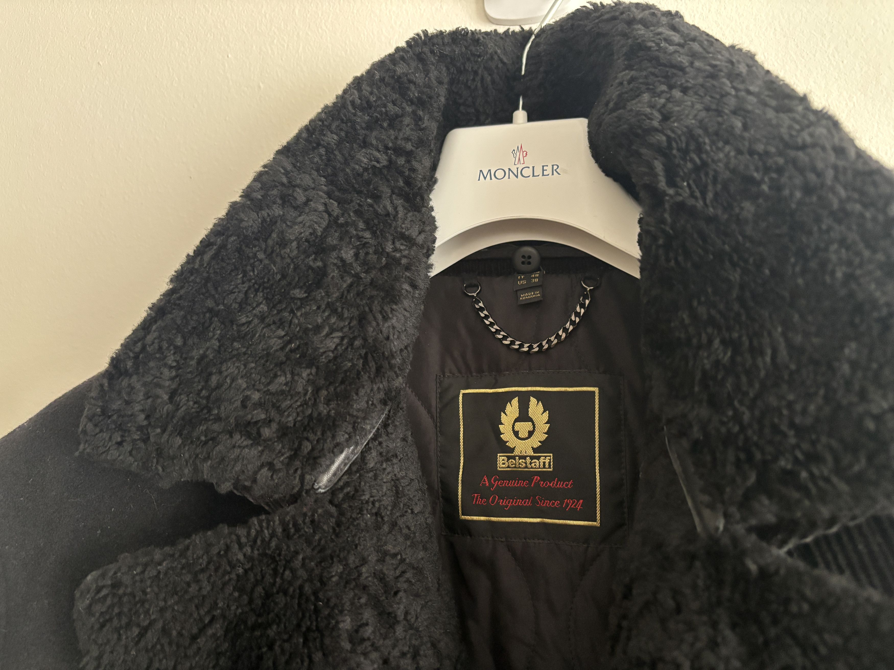 Belstaff Black Wool Trail Jacket / Pea Coat Shearling Collar Size US M / EU 48-50 / 2 - 20 Thumbnail