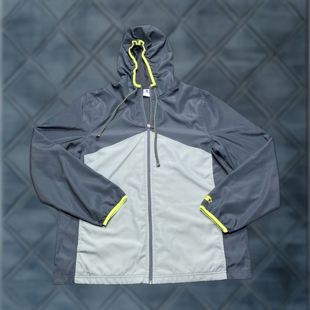 Starter Starter Jacket Mens L Gray Windbreaker Full Zip Hooded Jacket Windbreaker Jogging Running Casual Zip Front Size US L / EU 52-54 / 3 - 1 Thumbnail