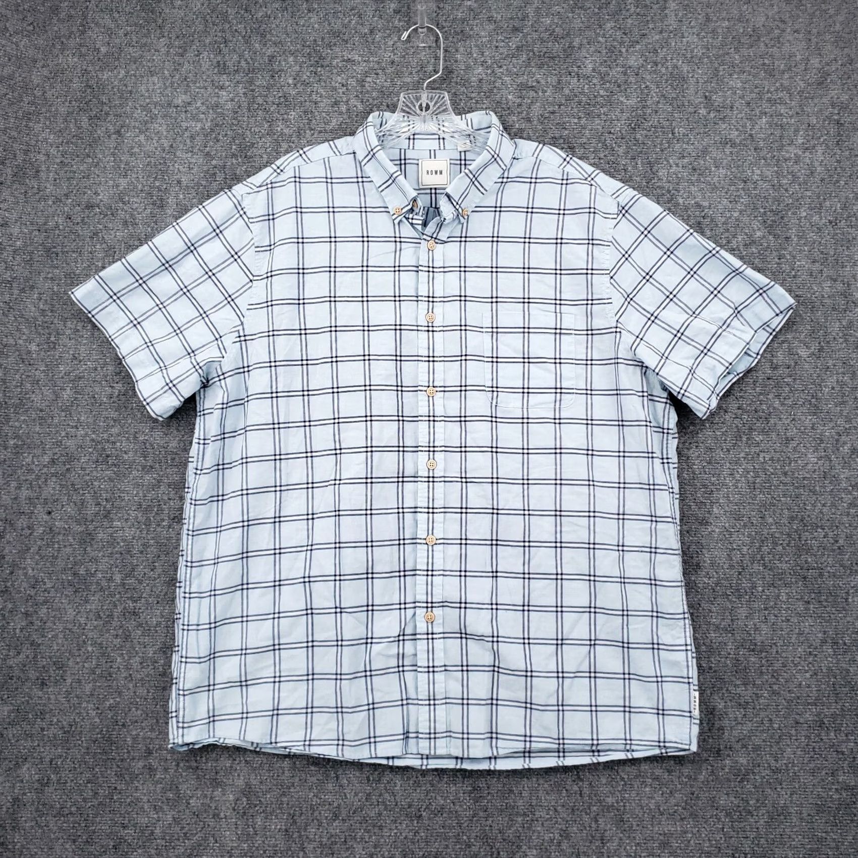 Vintage Rowm Button Down Shirt Mens XL Blue Short Sleeve Plaid Collared Size US XL / EU 56 / 4 - 2 Thumbnail