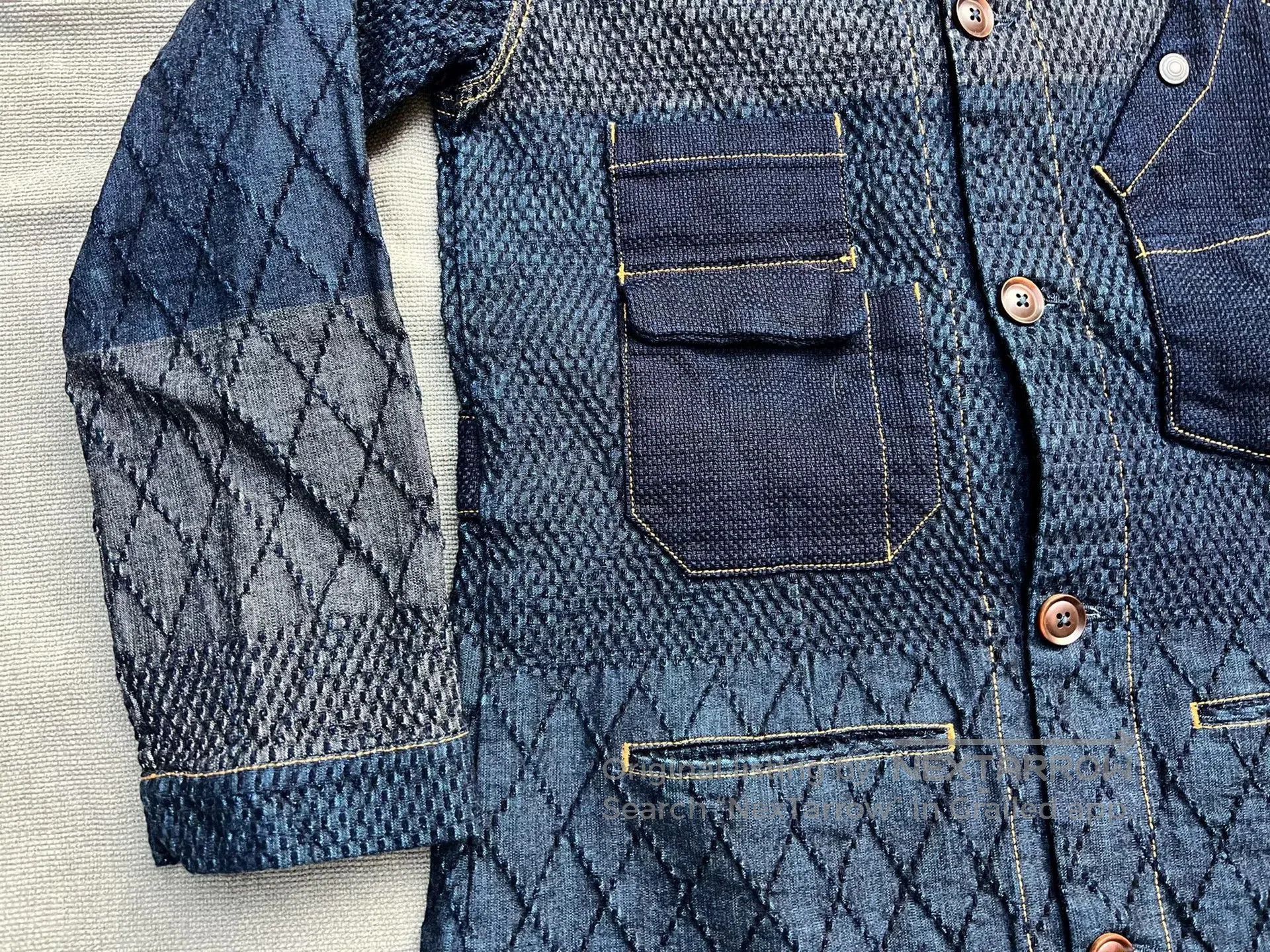 Japanese Brand Unique Graph Zero Coat with Mixed Materials. Size US M / EU 48-50 / 2 - 4 Thumbnail