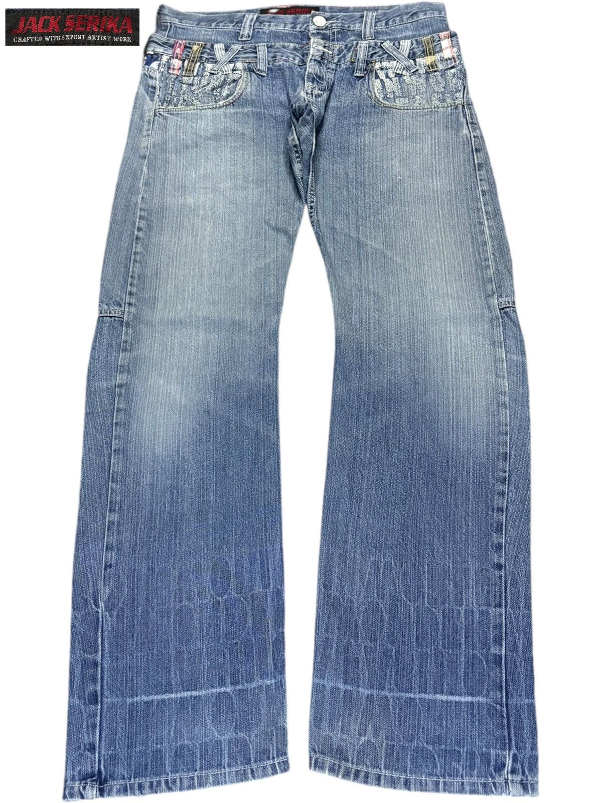 Japanese Brand Vintage Japanese Jack Serika Double Waist Print Loose Jeans Size US 34 / EU 50 - 1 Thumbnail