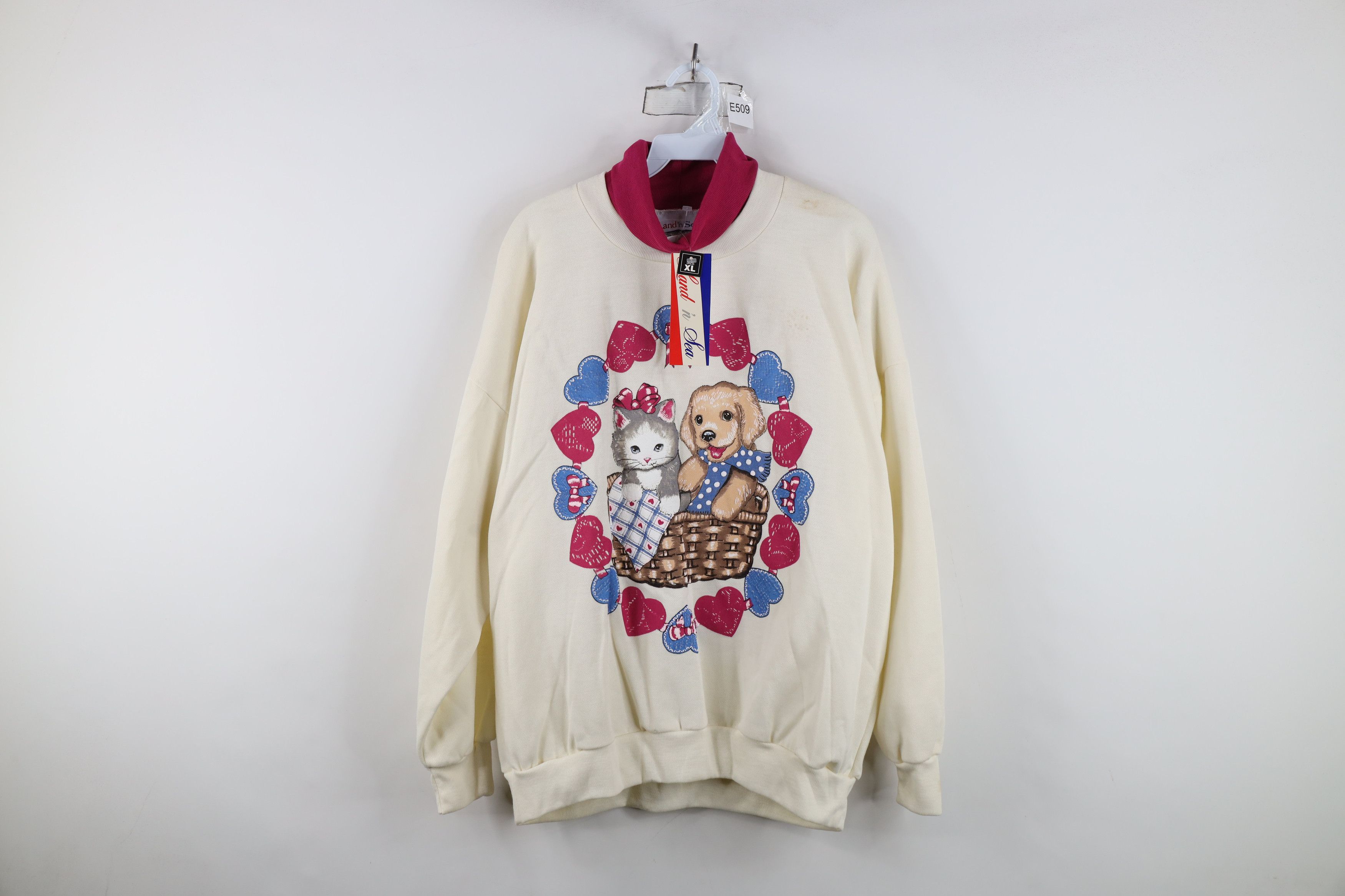 Vintage Deadstock Vintage 90s Streetwear Puppy Turtleneck Sweatshirt Size XL / US 12-14 / IT 48-50 - 1 Thumbnail