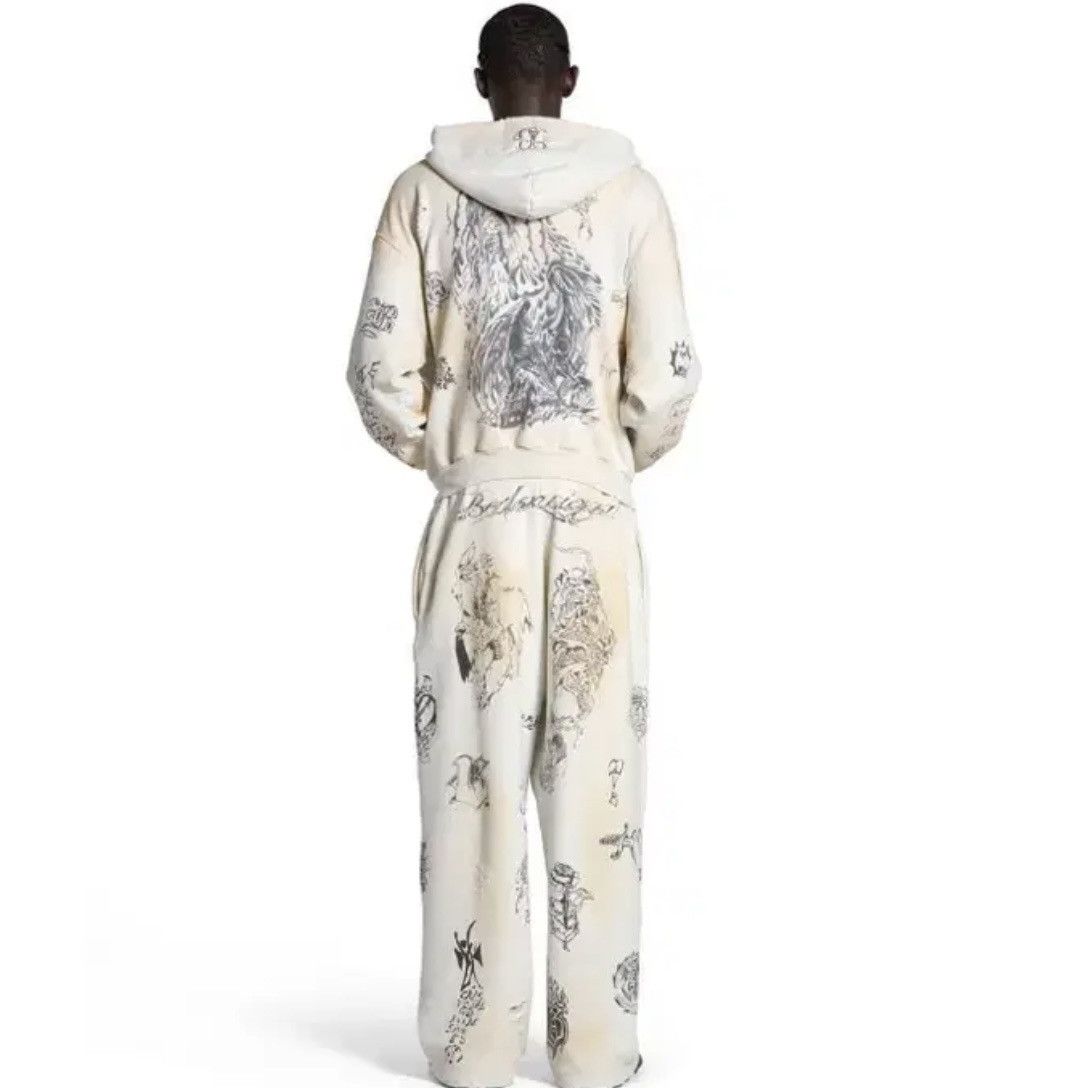 Balenciaga Balenciaga Distressed Tattoo Zip Hoodie Size US L / EU 52-54 / 3 - 4 Thumbnail