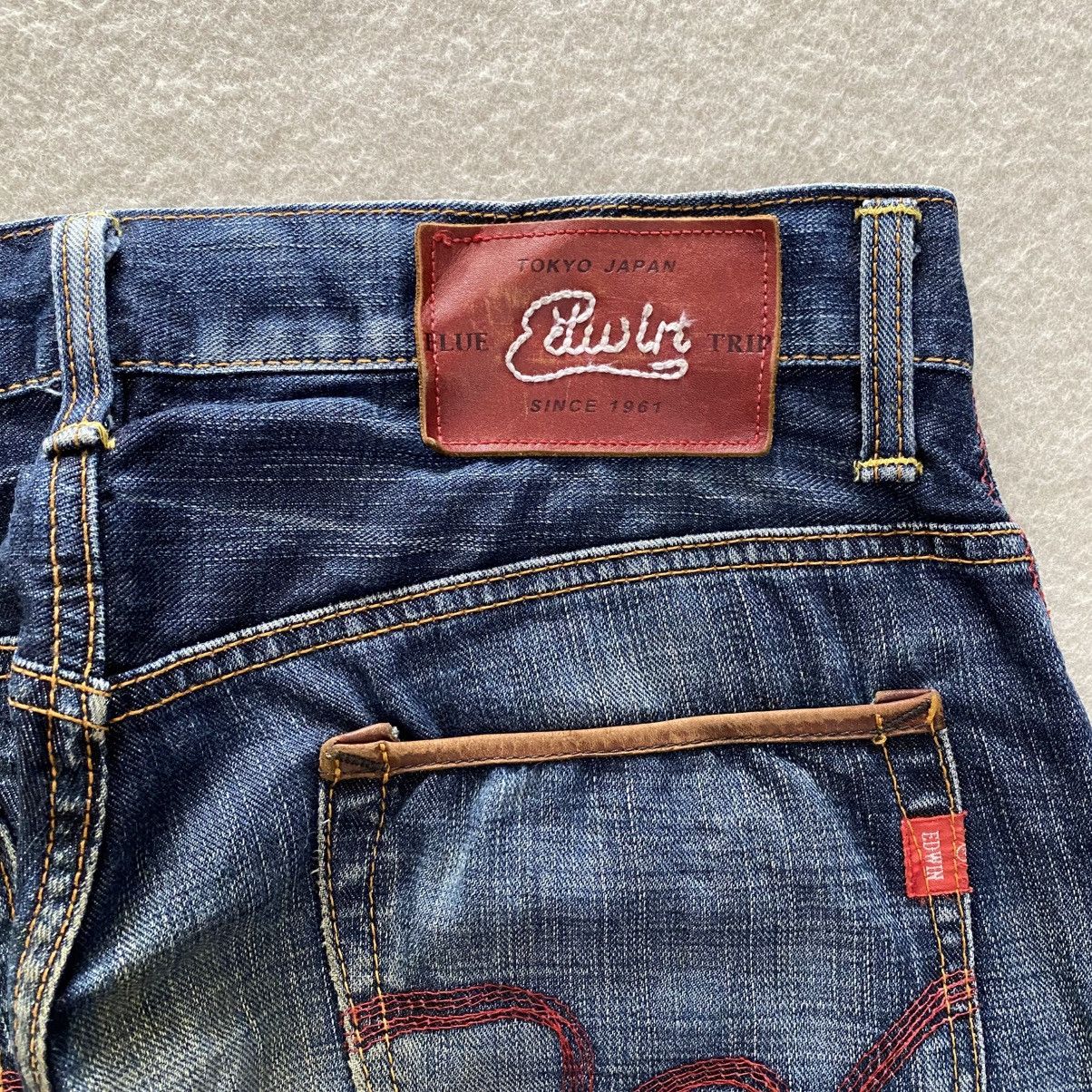 Japanese Brand Vintage Edwin Blue Trip Distressed Leather Pocket Jeans w34 Size US 34 / EU 50 - 10 Thumbnail