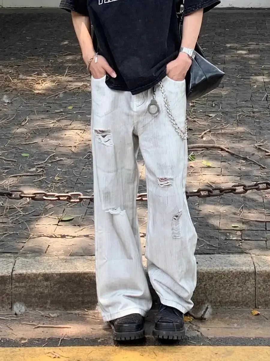 Japanese Brand Retro loose ripped jeans Size US 30 / EU 46 - 6 Thumbnail