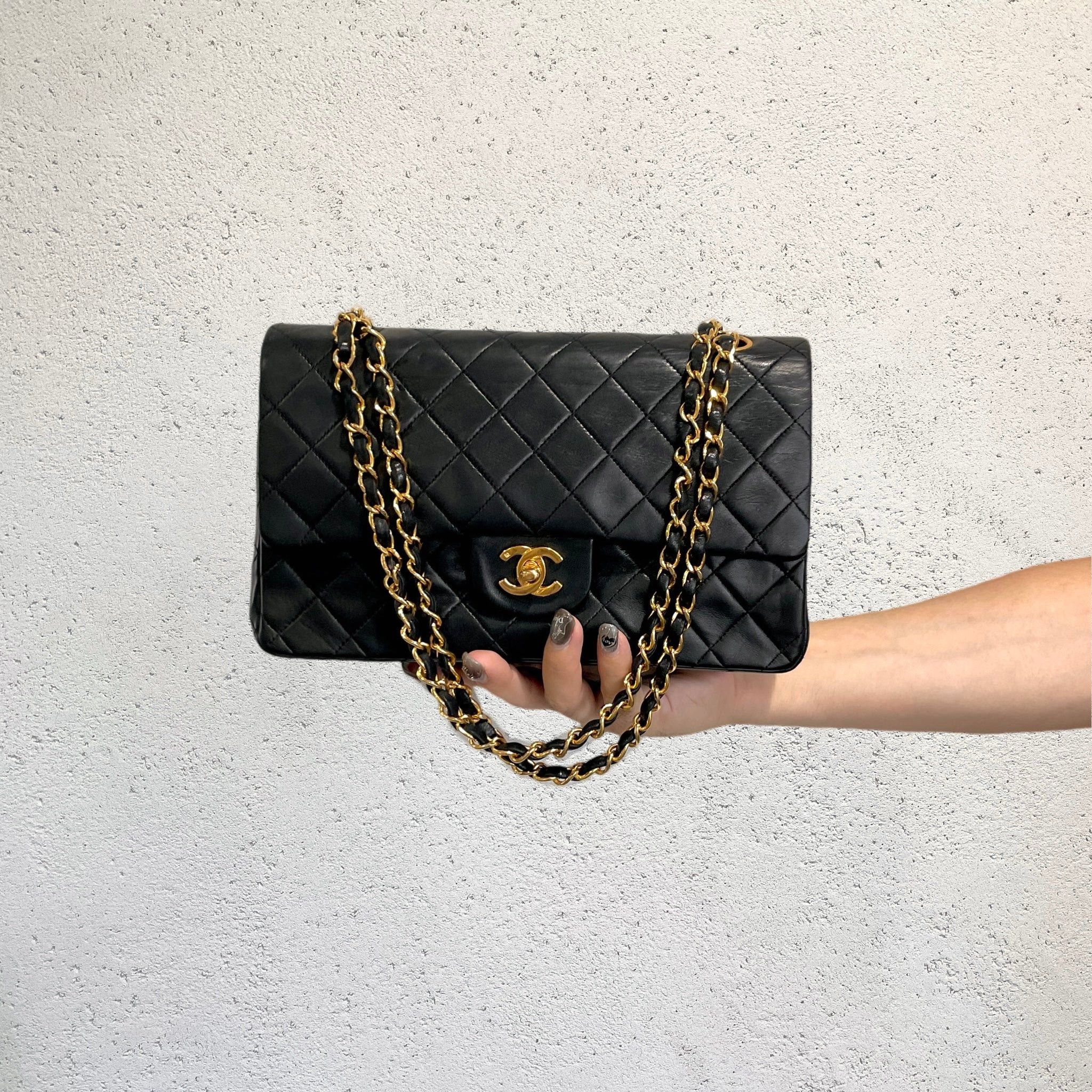Chanel Matelassé Lambskin Leather Classic Double Chains Shoulder