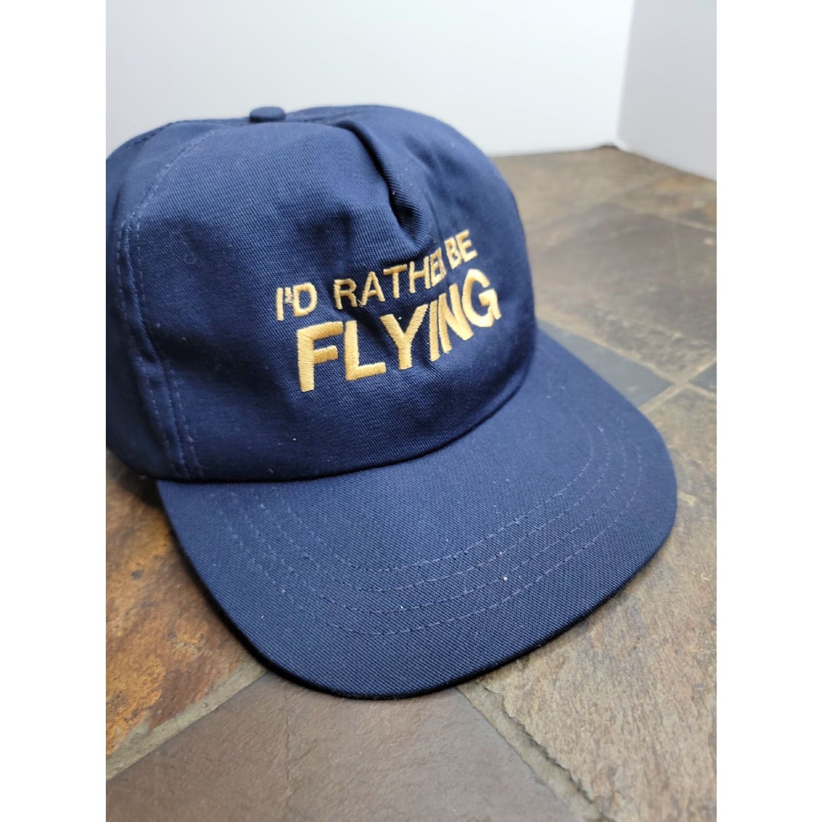 Vintage VINTAGE americap Hat Cap Twill Trucker Button Snap Back Adjustable Blue Men 90s Transportation Logo Patch Made in U.S.A Id Rather Be Flying Size ONE SIZE - 6 Thumbnail