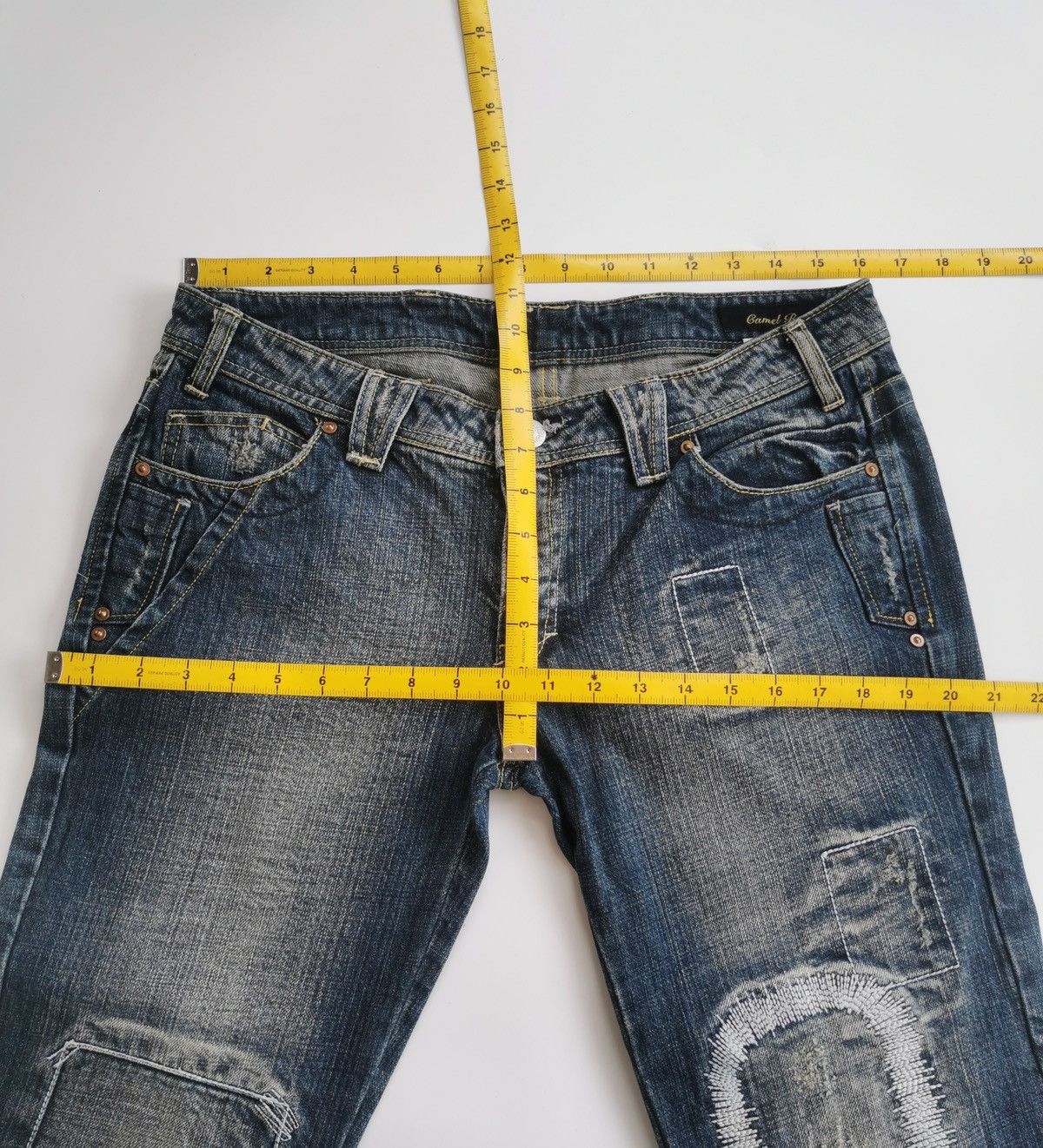 Japanese Brand Vintage Bootcut Camel Road Patchwork Denim Jeans Size 32" / US 10 / IT 46 - 8 Thumbnail