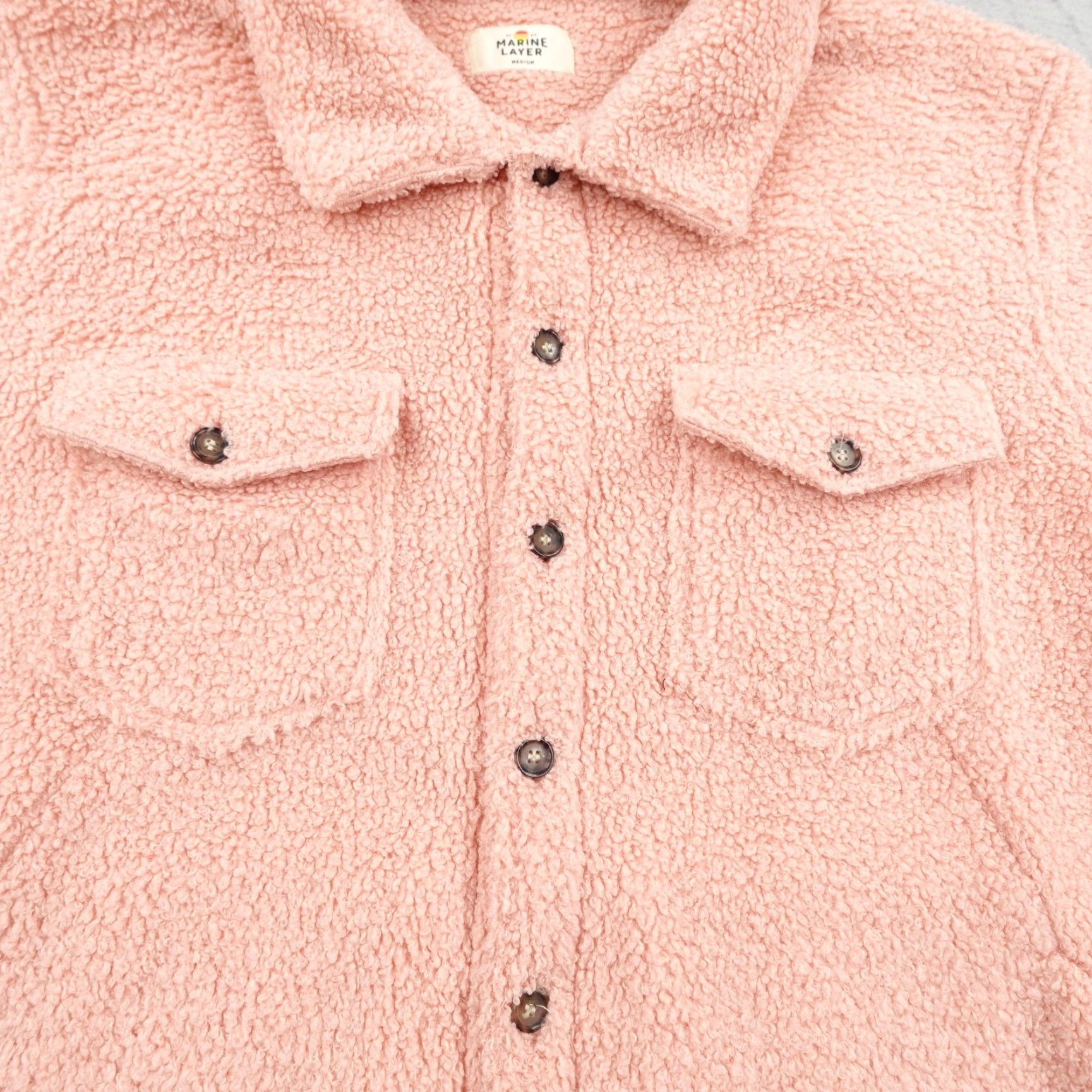 Marine Layer Marine Layer Jacket Womens Medium Pink Eden Overshirt Sherpa Fleece Shacket Soft Size M / US 6-8 / IT 42-44 - 3 Thumbnail