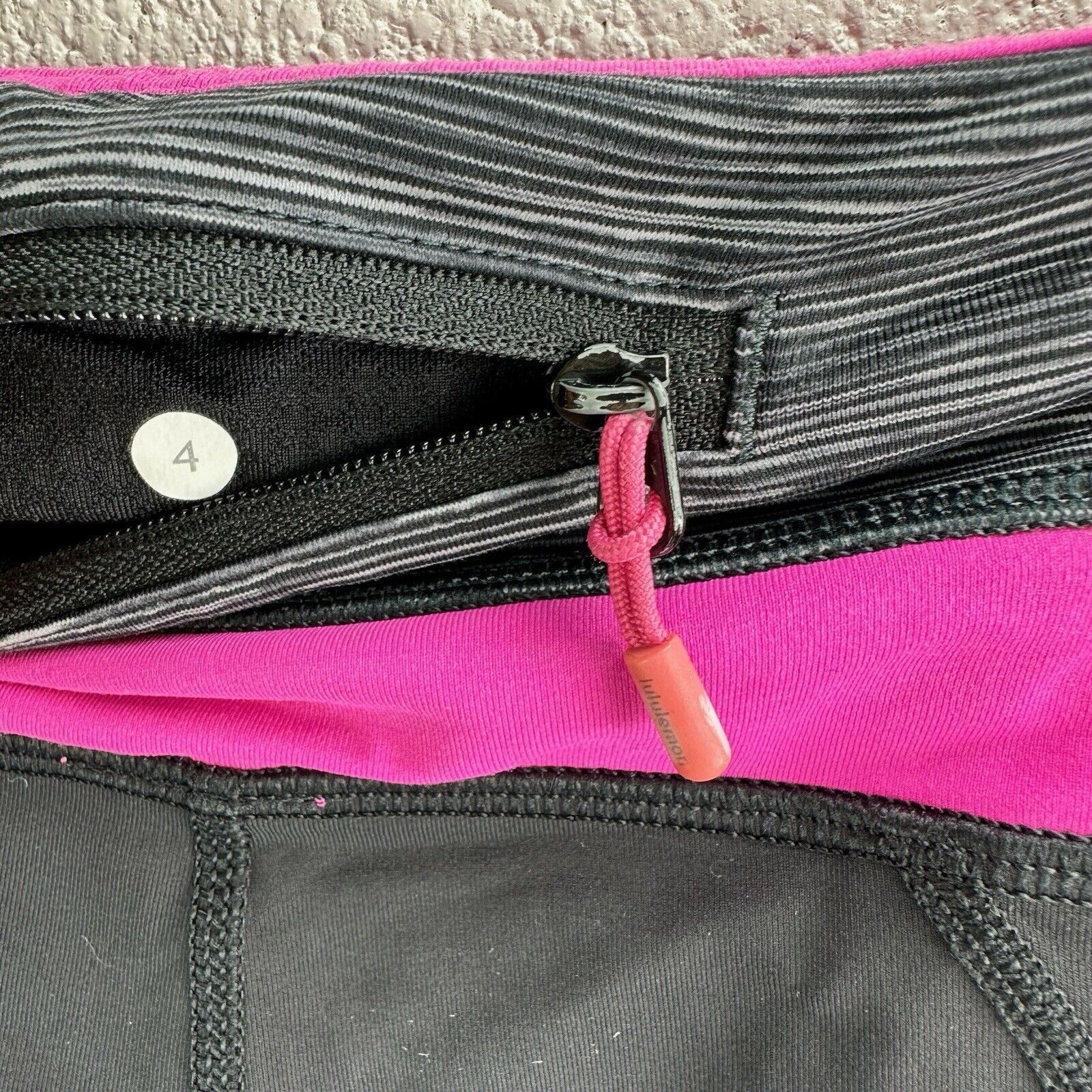 Lululemon Lululemon Run Inspire Crop II Black Paris Pink Sz 4 Leggings Size 27" / US 4 / IT 40 - 7 Thumbnail