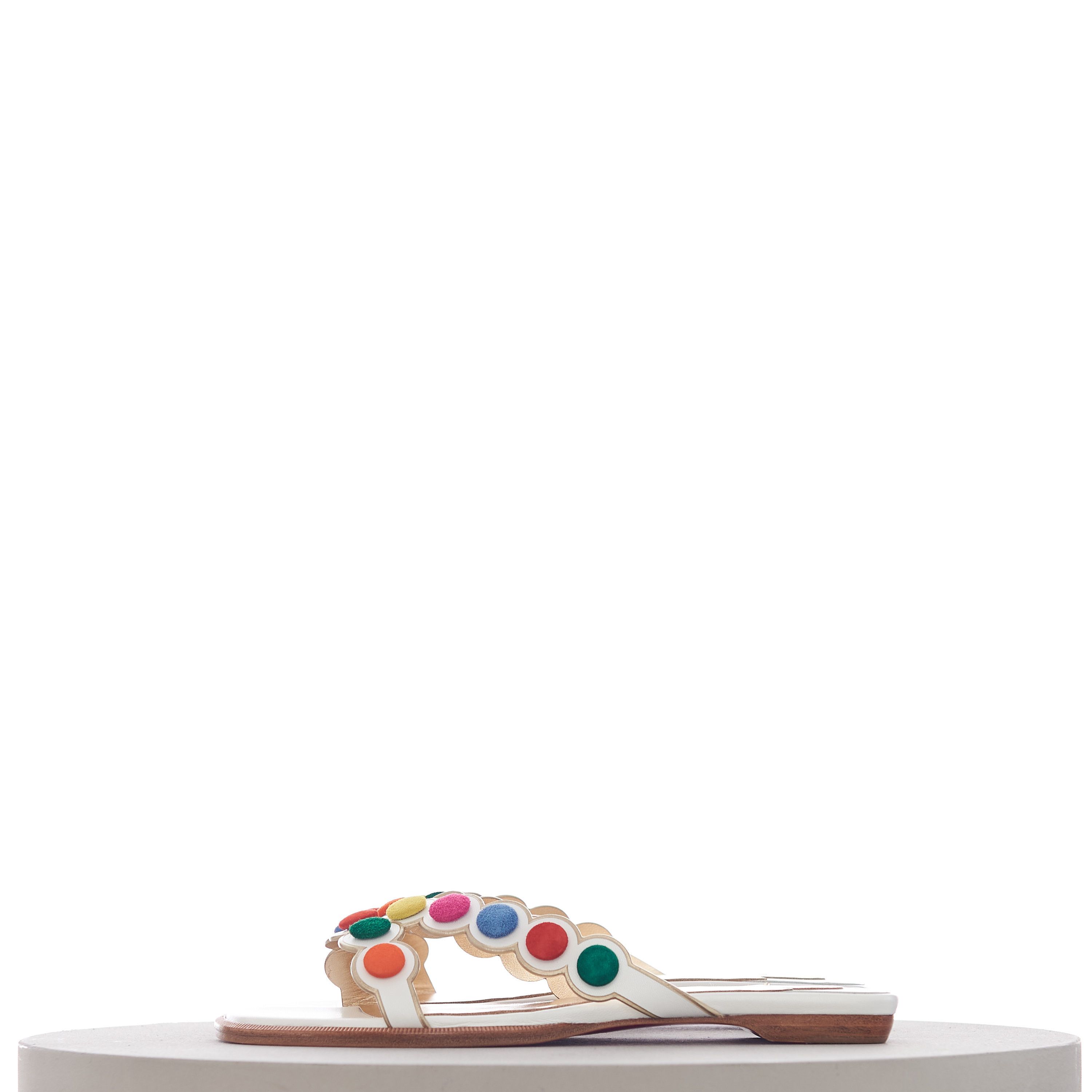 Christian Louboutin Smarta Flat Sandals In White Kid Leather Size US 7.5 / IT 37.5 - 5 Thumbnail