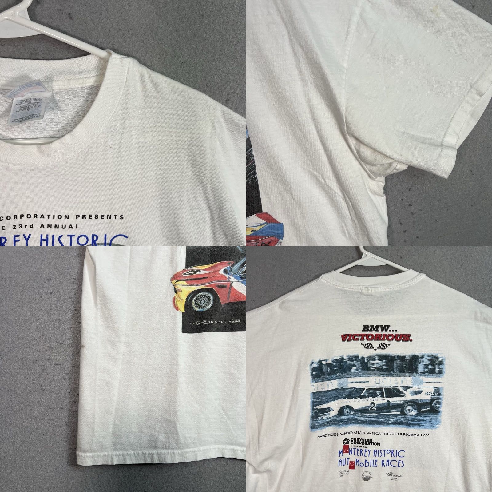 Hanes VINTAGE 1990s BMW CSL Art Car T-Shirt Men's 2XL White Graphic Tee Sportswear Size US XXL / EU 58 / 5 - 8 Thumbnail