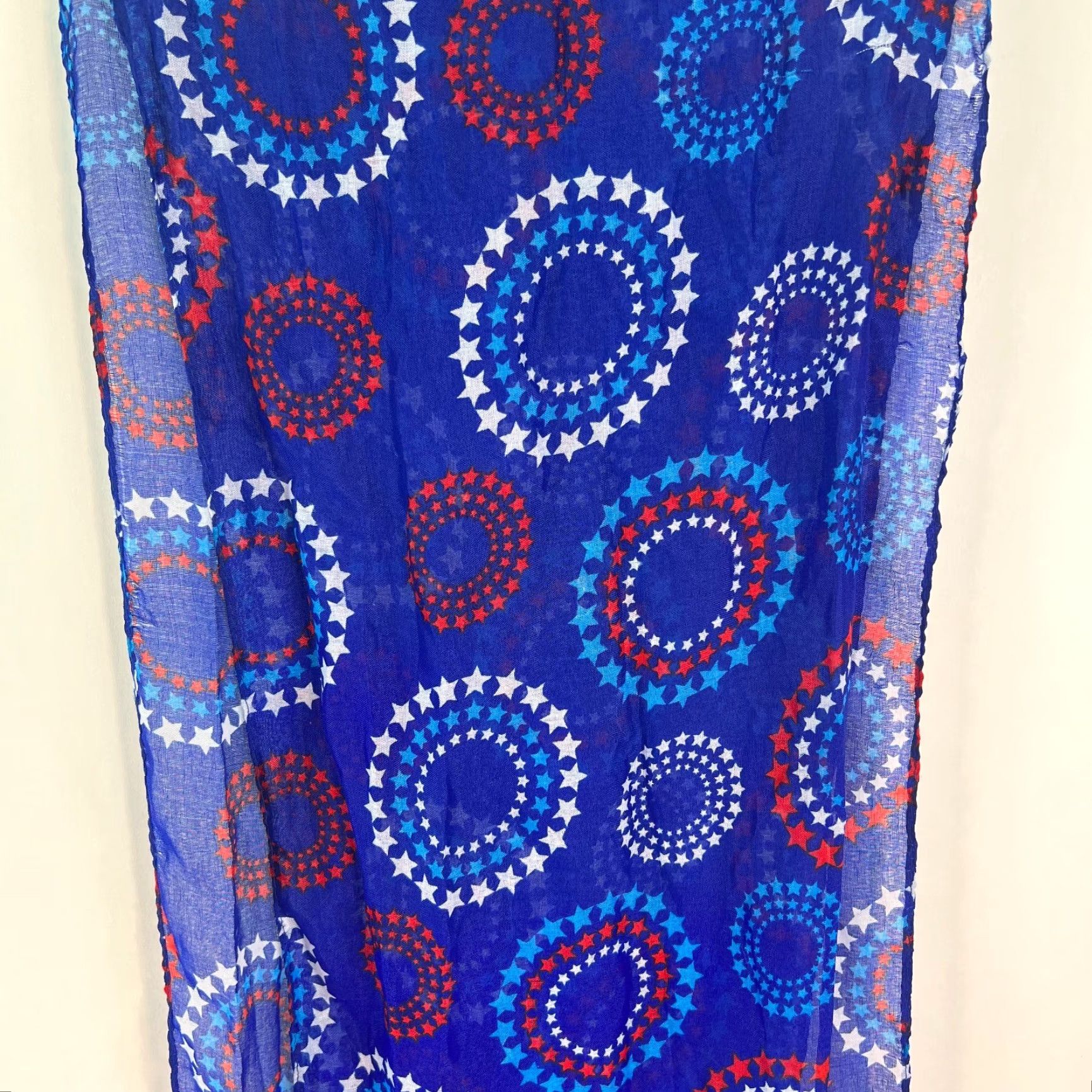 Vintage Greenbrier International Womens Blue Star Print Rectangle Scarf Size 13" X 62" Size ONE SIZE - 2 Thumbnail