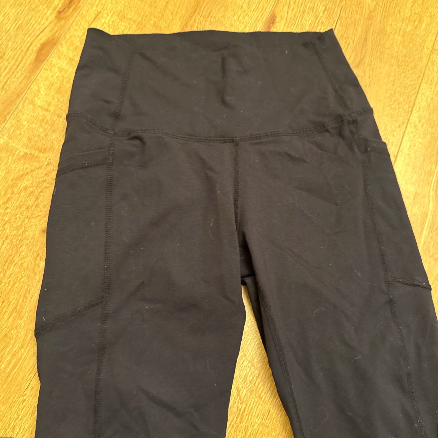 Vintage Buff Bunny Leggings Women's High-Waisted Compression Full Length Side Pockets Small Black Workout Gym Size 28" / US 6 / IT 42 - 4 Thumbnail