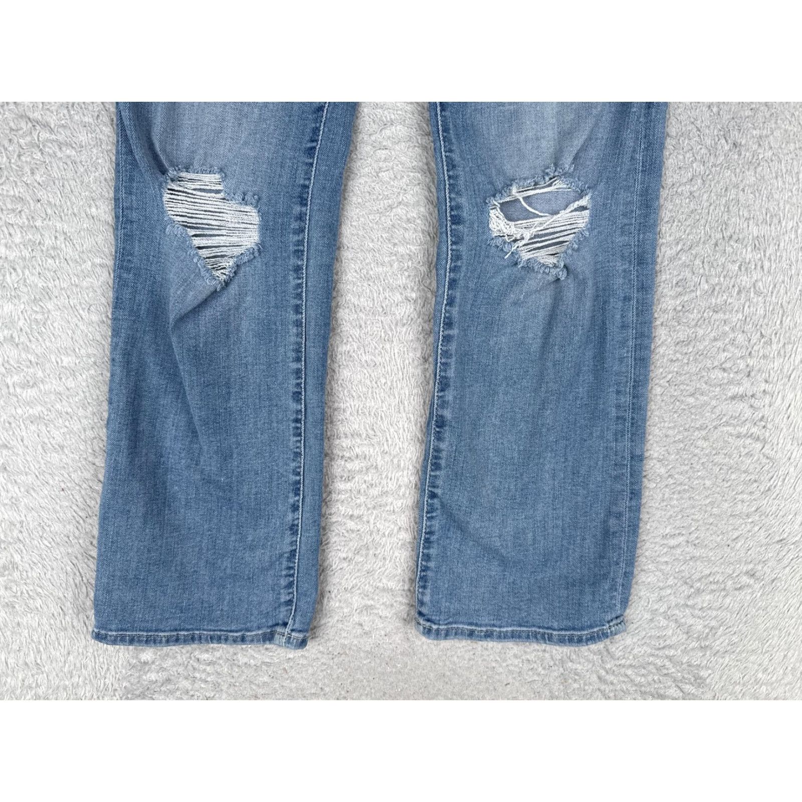 Hudson Hudson Noa Straight Jeans Womens 24 Blue Med Wash Mid Rise Distressed Crop 24x26 Size 42" / US 20 - 2 Thumbnail