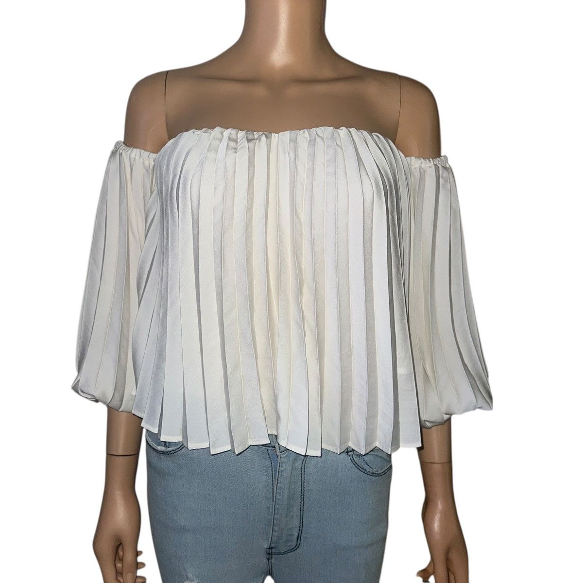 Express Express off shoulder pleated ballon sleeve blouse Size S / US 4 / IT 40 - 2 Thumbnail