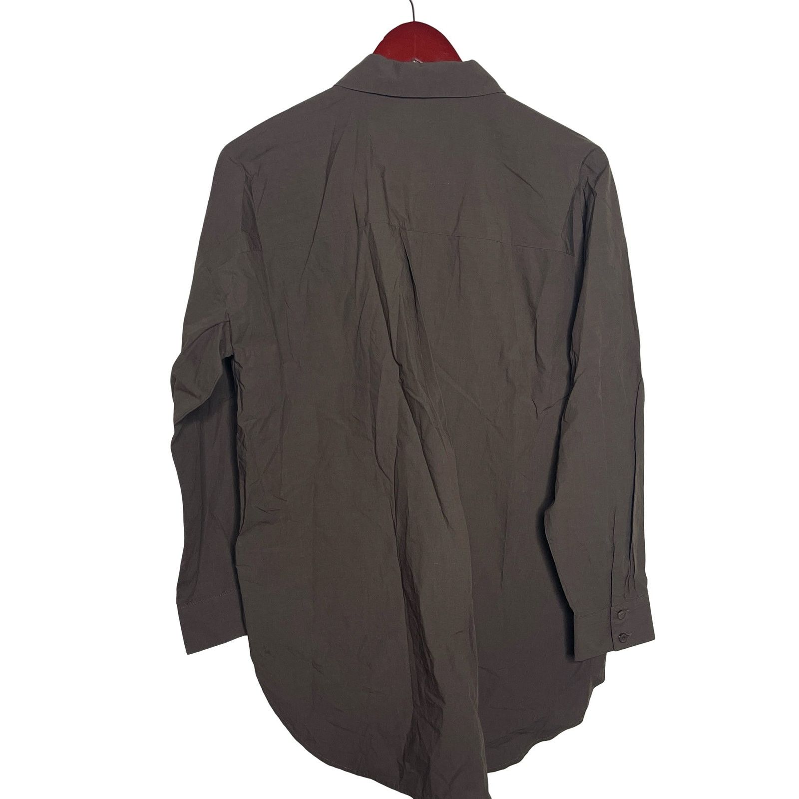 Eileen Fisher Eileen Fisher Brown Washed Poplin Classic Collar Long Shirt Size M / US 6-8 / IT 42-44 - 4 Thumbnail