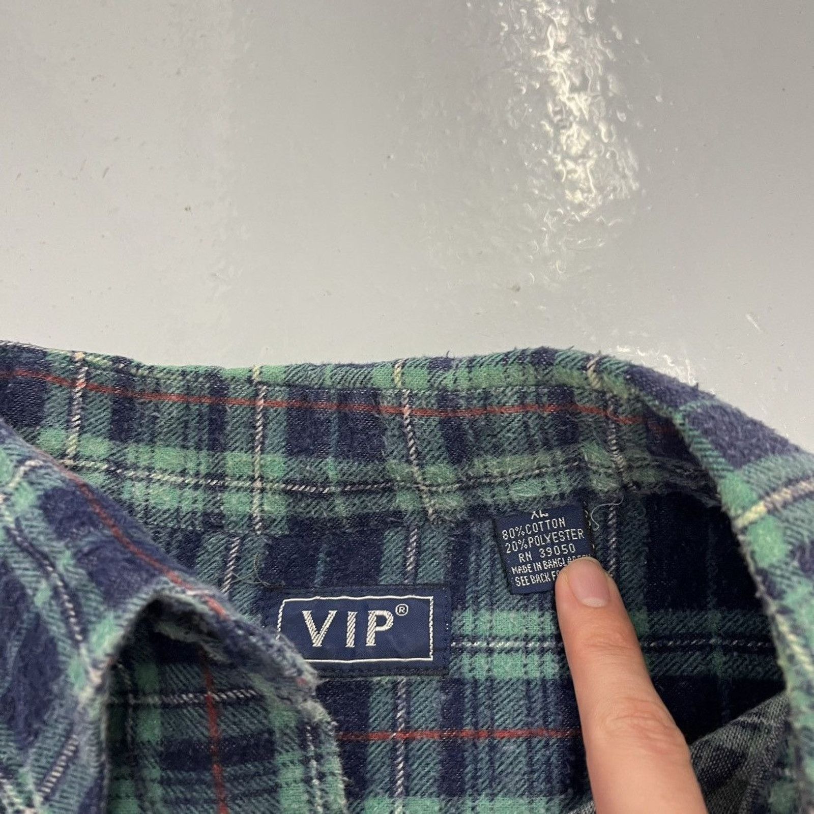 Other Vintage 90s VIP Blue/Green Plaid Cotton Flannel Size US XL / EU 56 / 4 - 3 Thumbnail