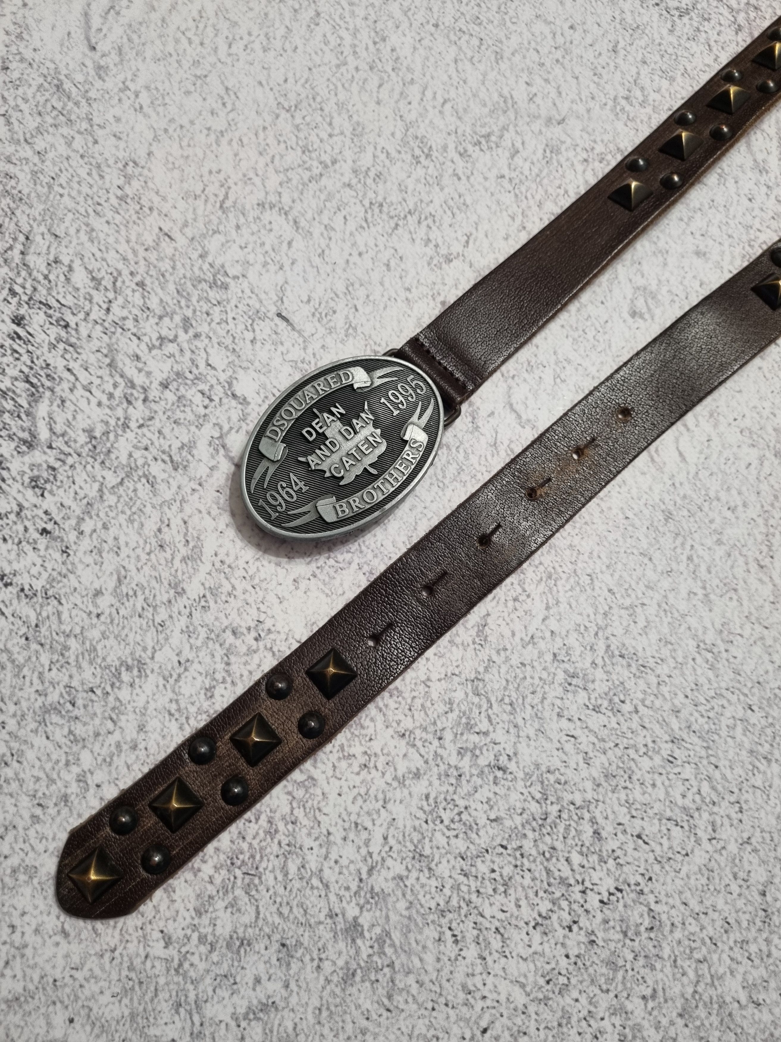 Vintage Vintage Dsquared Logo Leather Studded Belt Size ONE SIZE - 4 Thumbnail