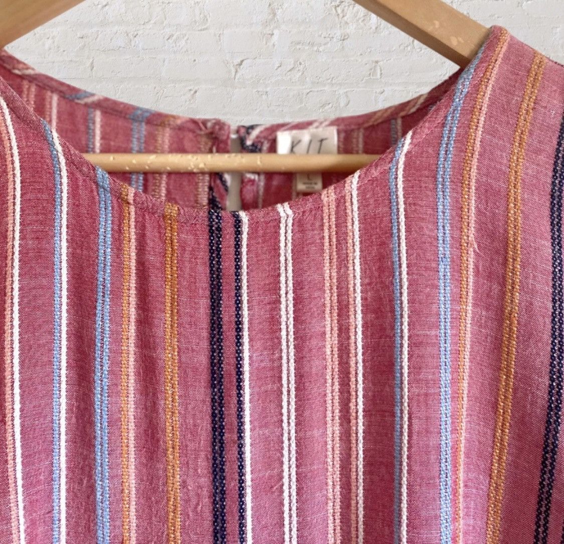 Other THE KIT STRIPED SHORT SLEEVE TIE KNOT TOP BLOUSE Size L / US 10 / IT 46 - 2 Thumbnail
