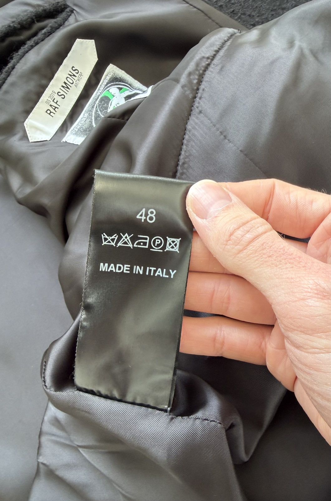 Raf Simons S/S 19 Black ‘Big Lining Coat With Wool Sleeves’ Size US M / EU 48-50 / 2 - 13 Thumbnail