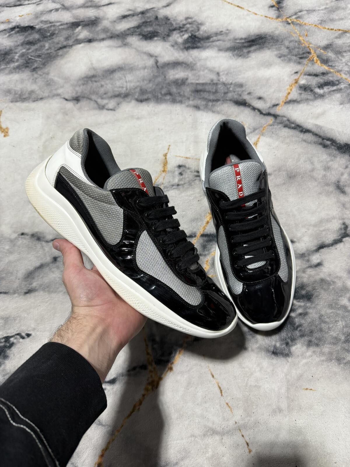 Prada Americas Cup Black White Heel - Sz12US