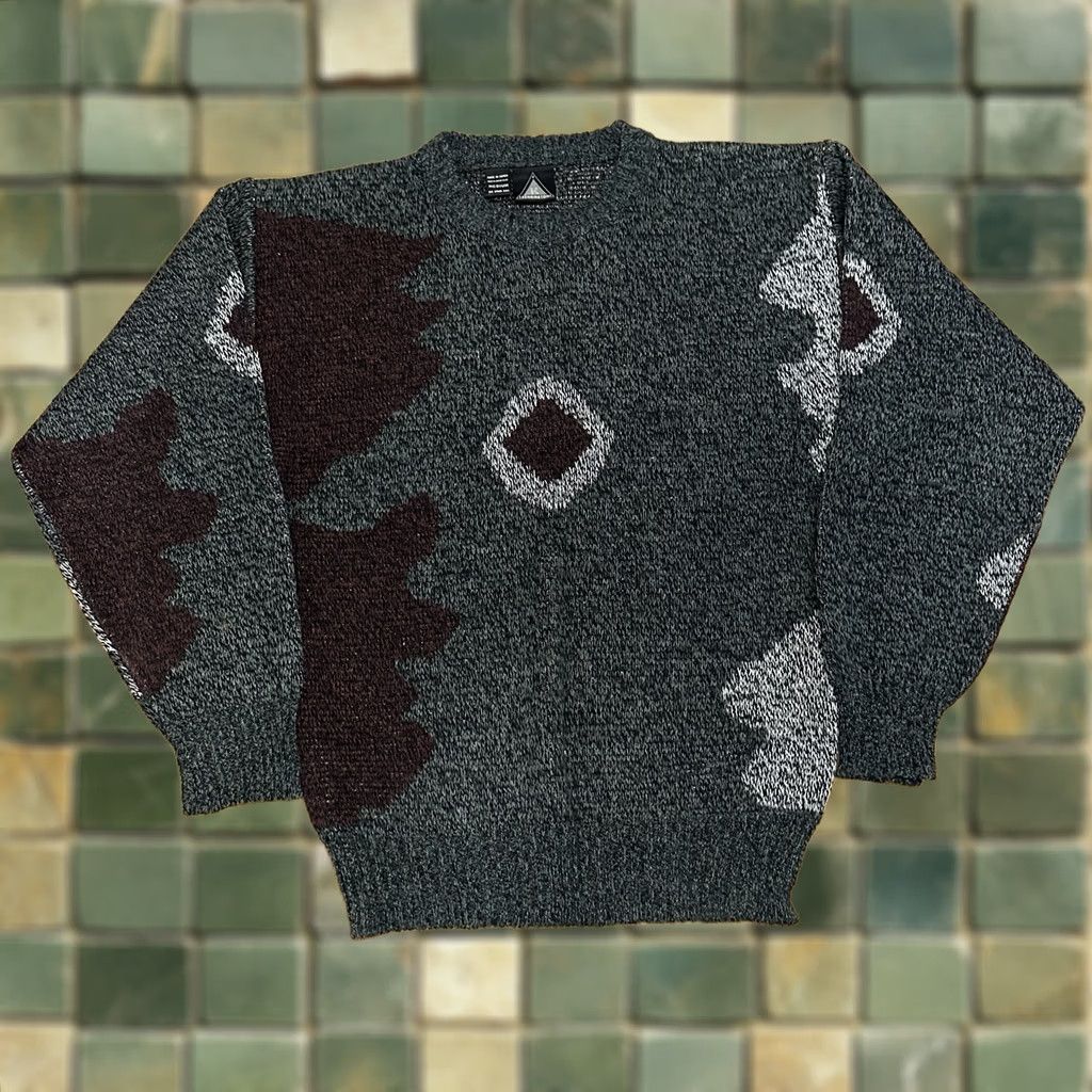 Vintage VINTAGE 90s Kennington Geometric Knit Sweater M Regular Red Gray Grandpa Mens Size US M / EU 48-50 / 2 - 1 Thumbnail
