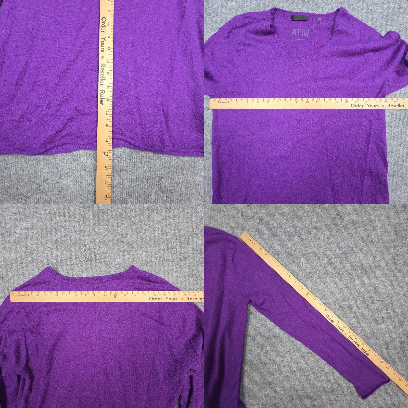 Vintage ATM Cashmere Sweater Women's XL Purple V-Neck Pullover Long Sleeve Knit 100% Cashmere Womens XL Purple V-Neck Sweater Size XL / US 12-14 / IT 48-50 - 8 Thumbnail