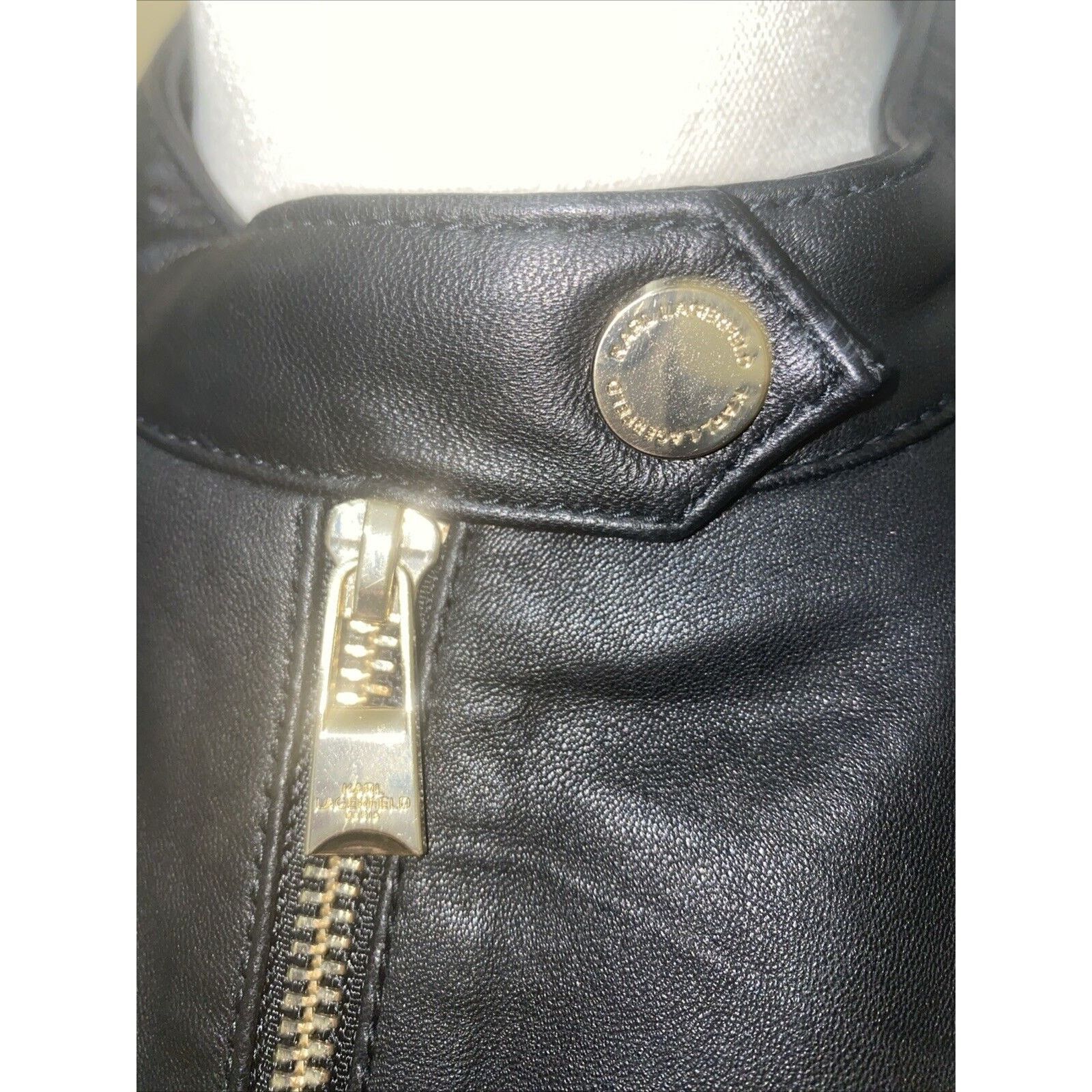 Karl Lagerfeld KARL LAGERFELD Jacket Womens Black Lambskin Leather Small Size S / US 4 / IT 40 - 2 Thumbnail