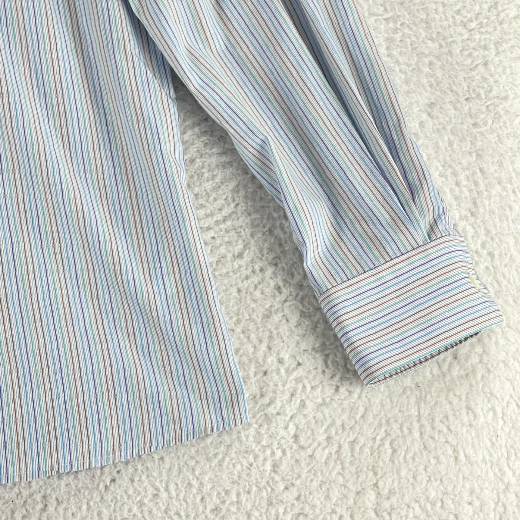 Eton Eton Blue Stripe Contemporary Button-Up Shirt Mens Long Sleeve Cotton XL Size US XL / EU 56 / 4 - 4 Thumbnail