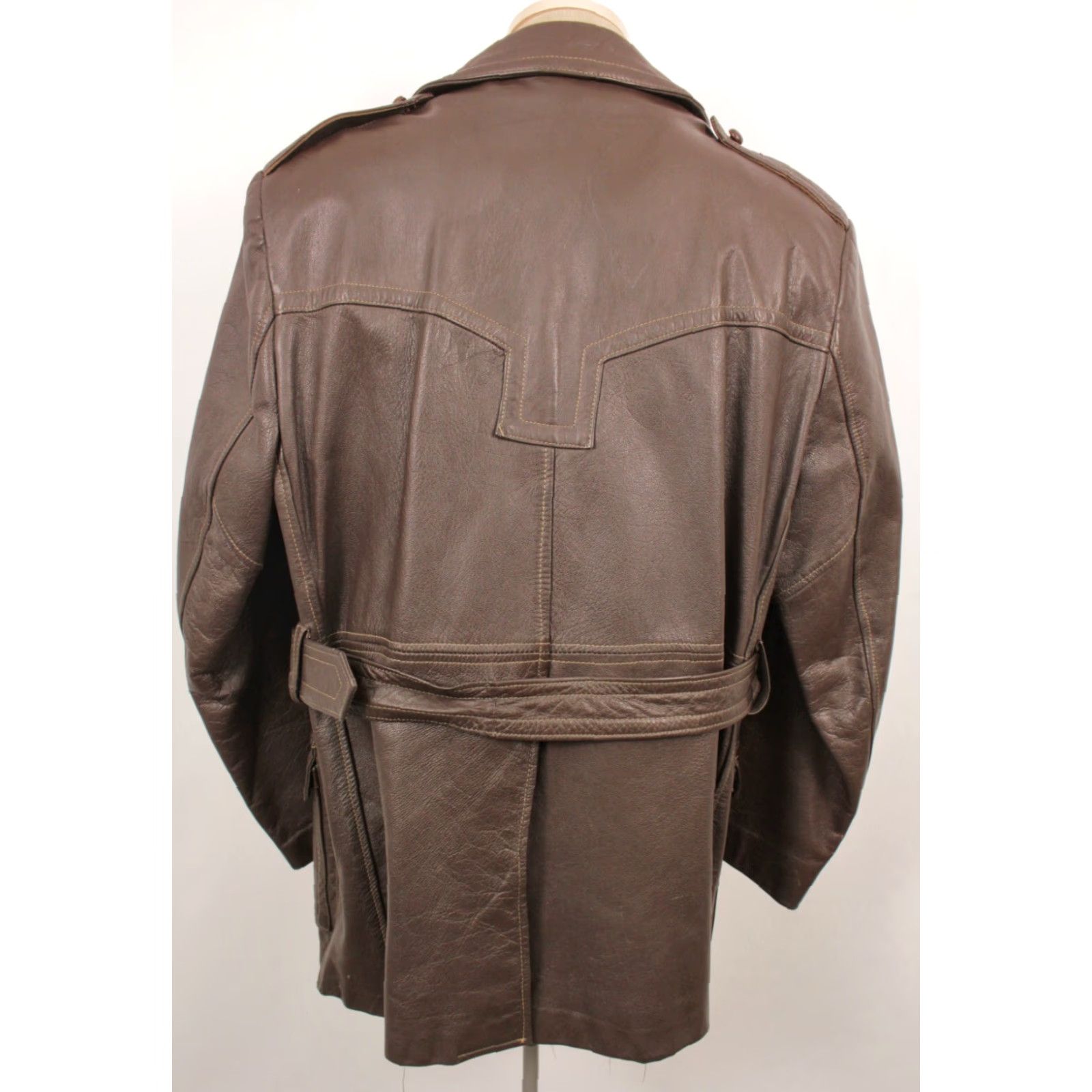 Vintage VINTAGE Mens VTG 70s Brown Leather Jacket Sz L 1970s Disco Coat Size US L / EU 52-54 / 3 - 3 Thumbnail