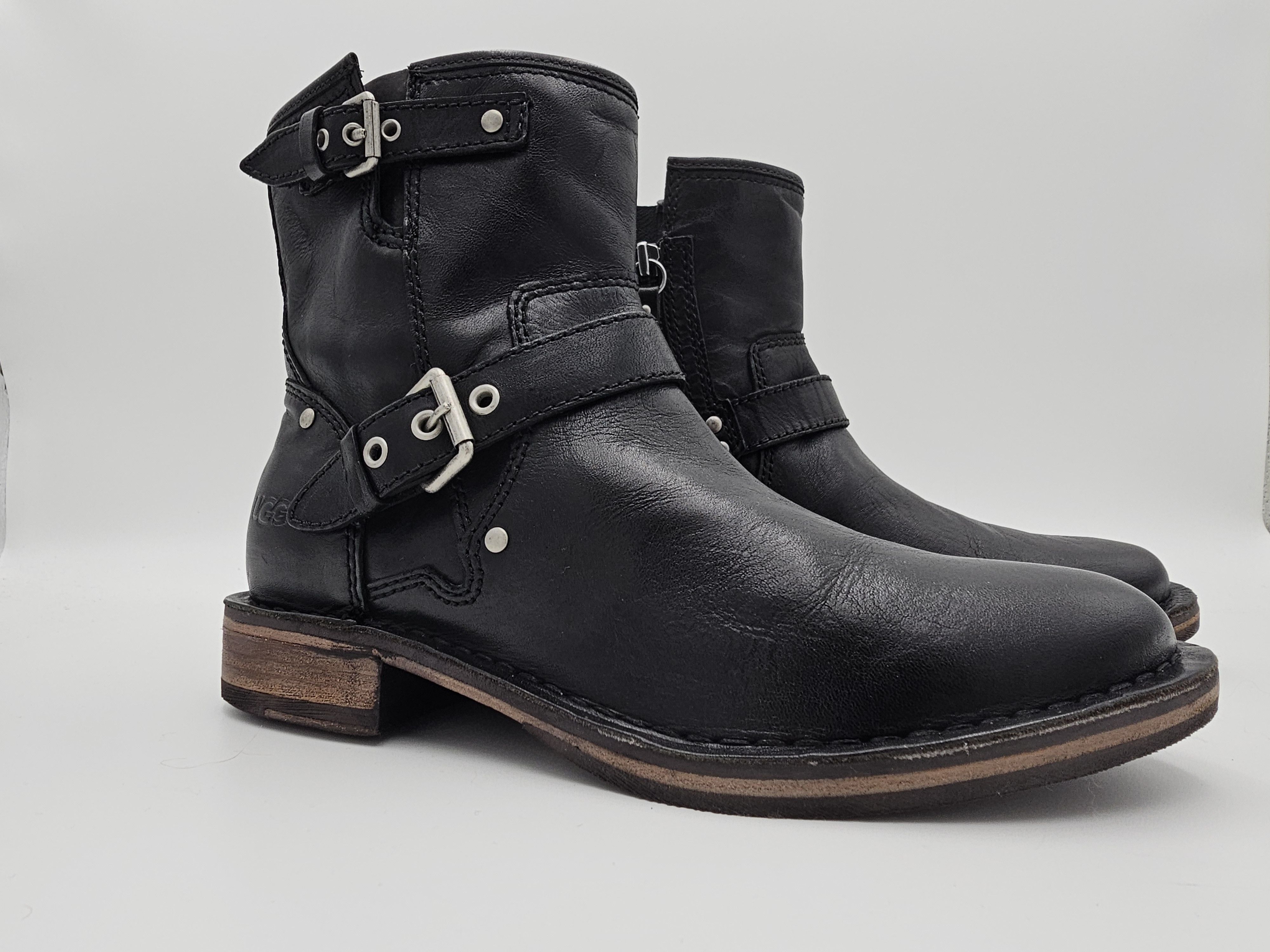 Ugg UGG Fabrizia Black Leather Ankle Boots Size 37 Size US 7 / IT 37 - 5 Thumbnail