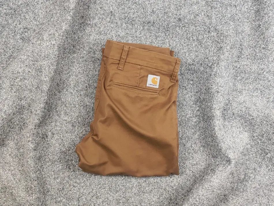 Carhartt Vintage Carhartt Wip Sid Pants Brown Logo Chino Trouser Size US 31 - 1 Thumbnail