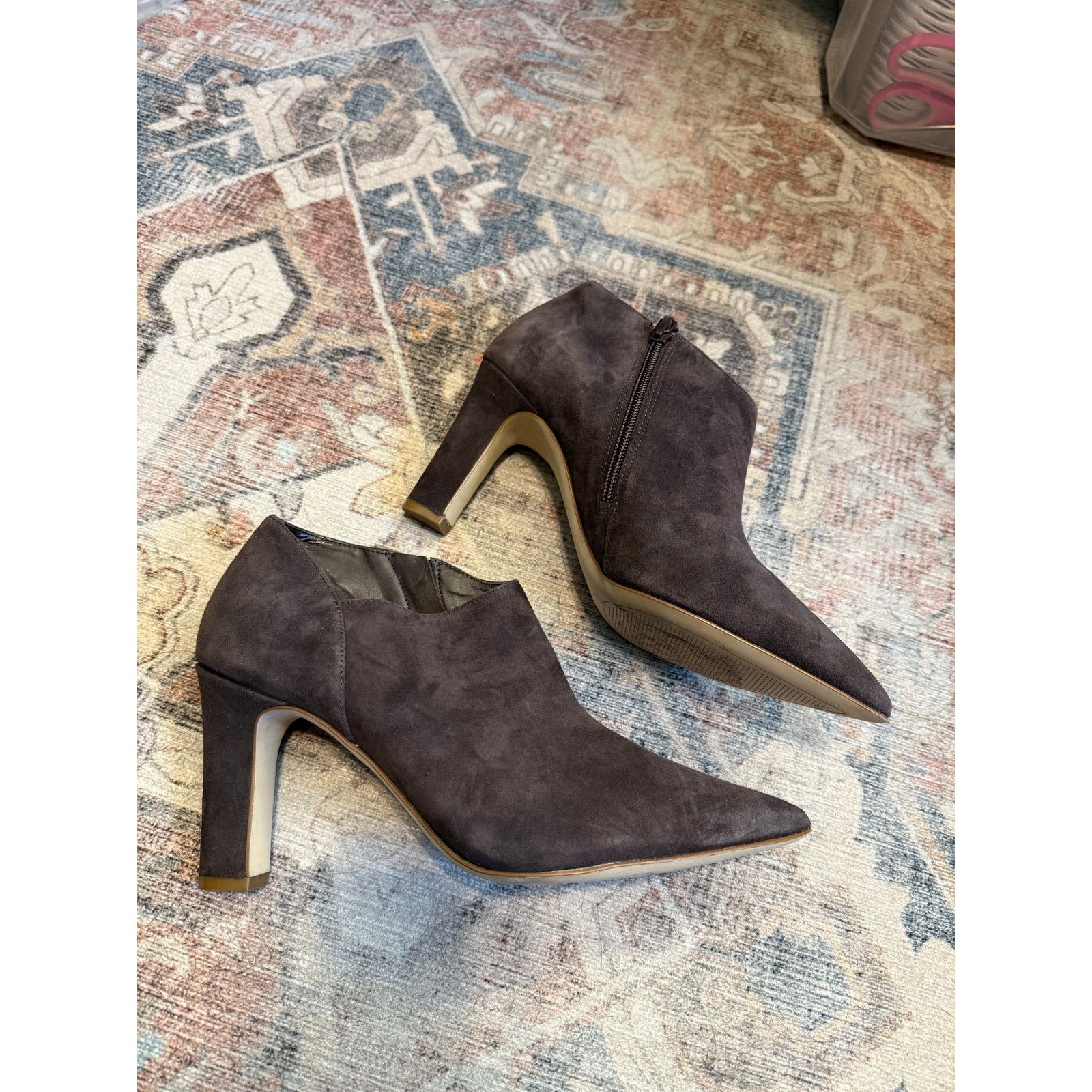 Cole Haan Cole Haan Vestry Pointed Booties Chocolate Suede, Sz 9.5 B, Size US 9.5 / IT 39.5 - 10 Thumbnail